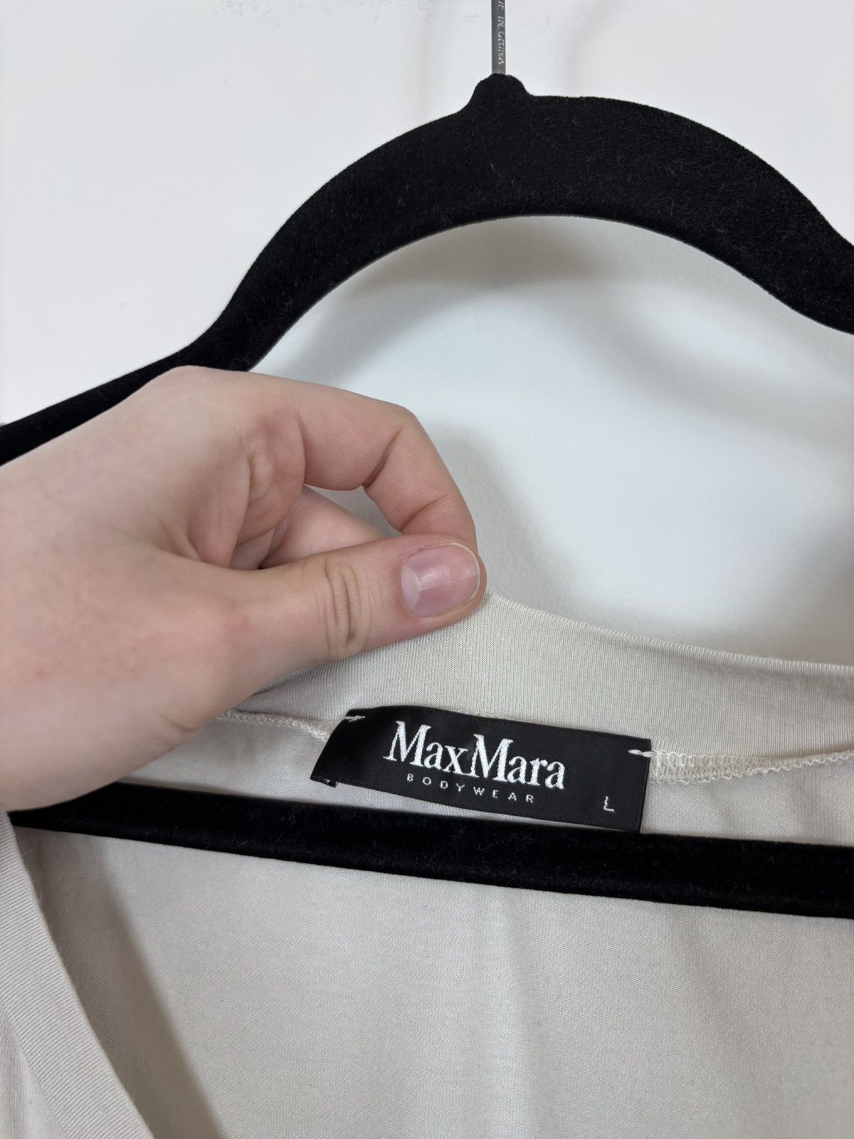 Max Mara Max Mara Bodywear Ecru White Women’s V-Neck Long Sleeve Tee Size L / US 10 / IT 46 - 5 Thumbnail
