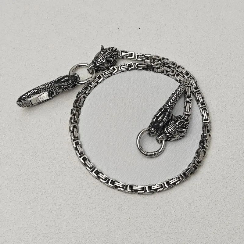 Japanese Brand × Jewelry Stainless Steel Wolf Head Punk Pants Chain Silver Size ONE SIZE - 5 Thumbnail