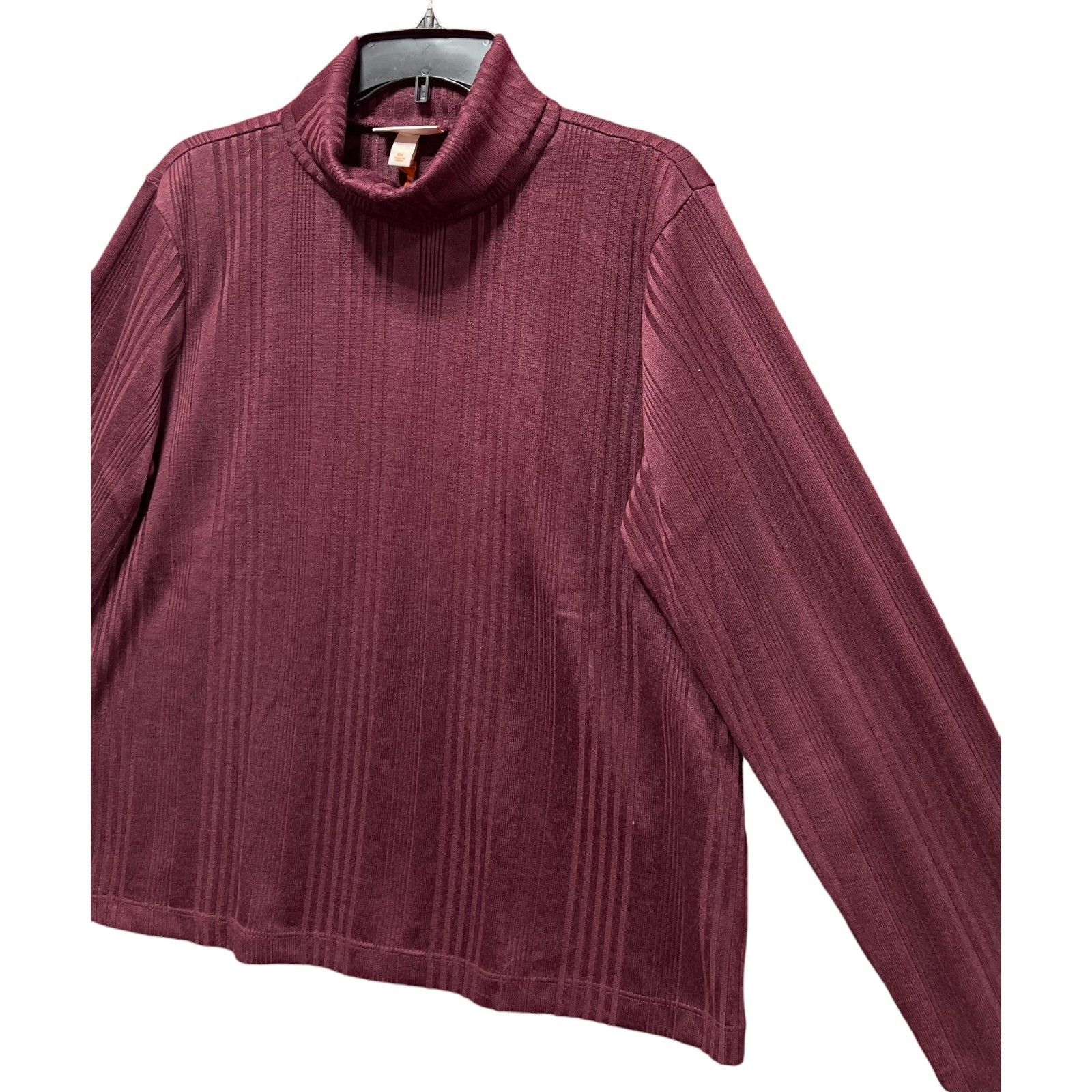 Other Knox Rose - Women's Long Sleeve Turtleneck Top - Plum - XXL Size XXL / US 16-18 / IT 52-54 - 14 Thumbnail