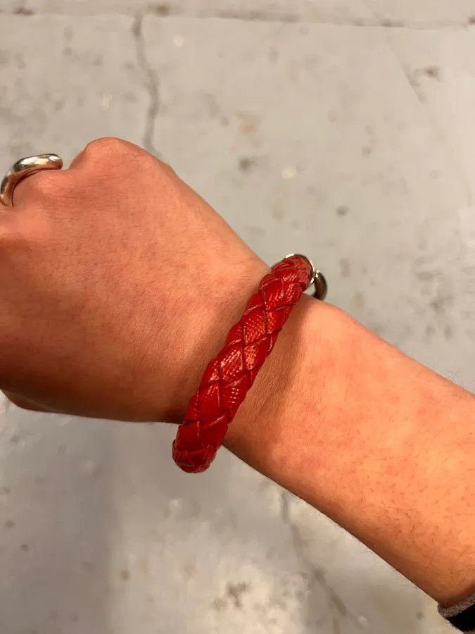 Prada 2000s Prada Red Woven Leather Bracelet Size ONE SIZE - 3 Thumbnail