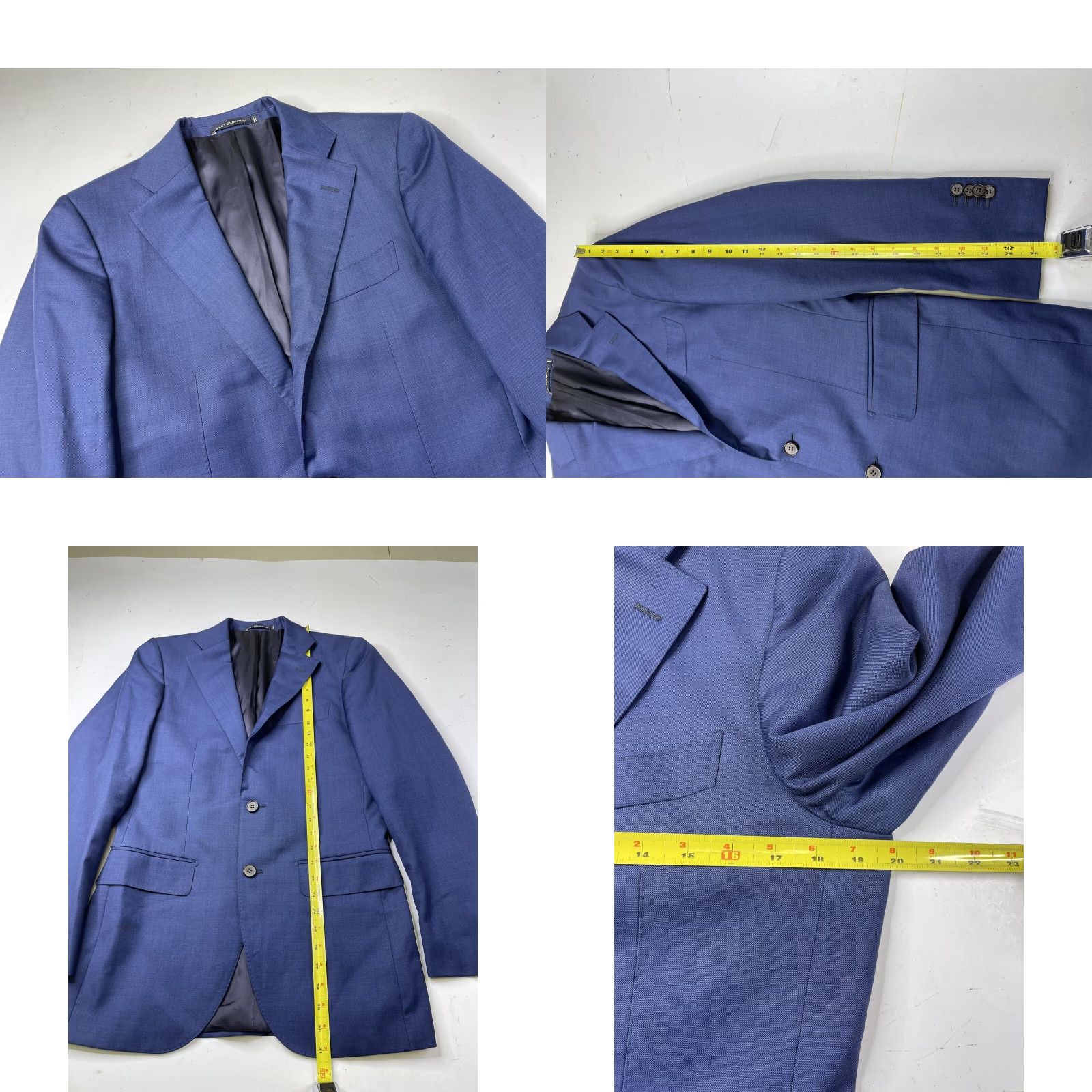 Suitsupply Suitsupply Blazer Wool Blue 2 Button Single-Breasted Slim Long Notch Lapel 38L Mens City Classic Italian Size 38R - 8 Thumbnail