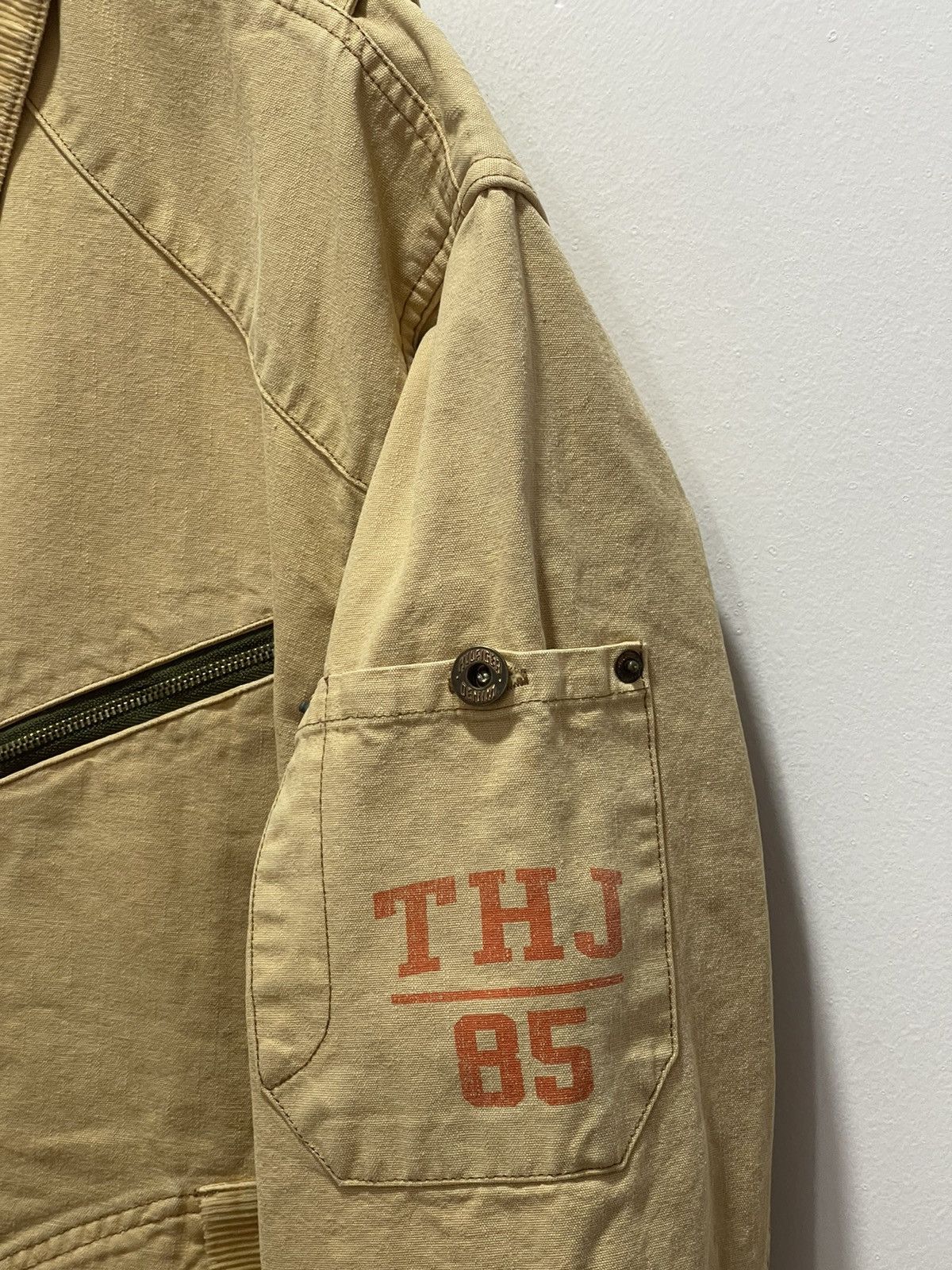 Tommy Hilfiger DISTRESSED TOMMY HILFIGER KHAKI TRASHED VINTAGE JACKET Size US L / EU 52-54 / 3 - 4 Thumbnail