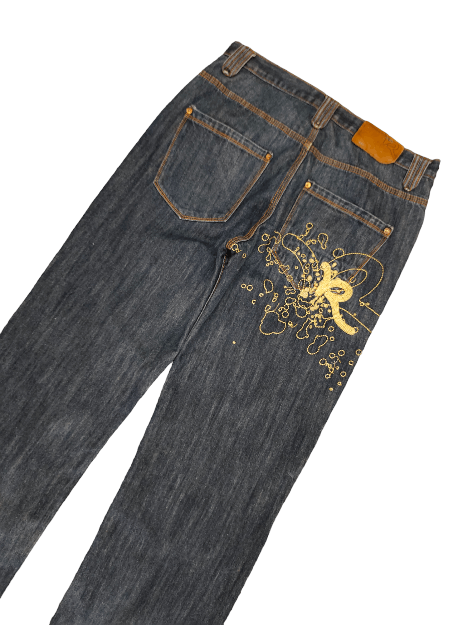 Rocawear Baggy Jean Rocawear Gold Embroidered Wide Leg Denim Y2k Jnco Size US 32 / EU 48 - 1 Thumbnail
