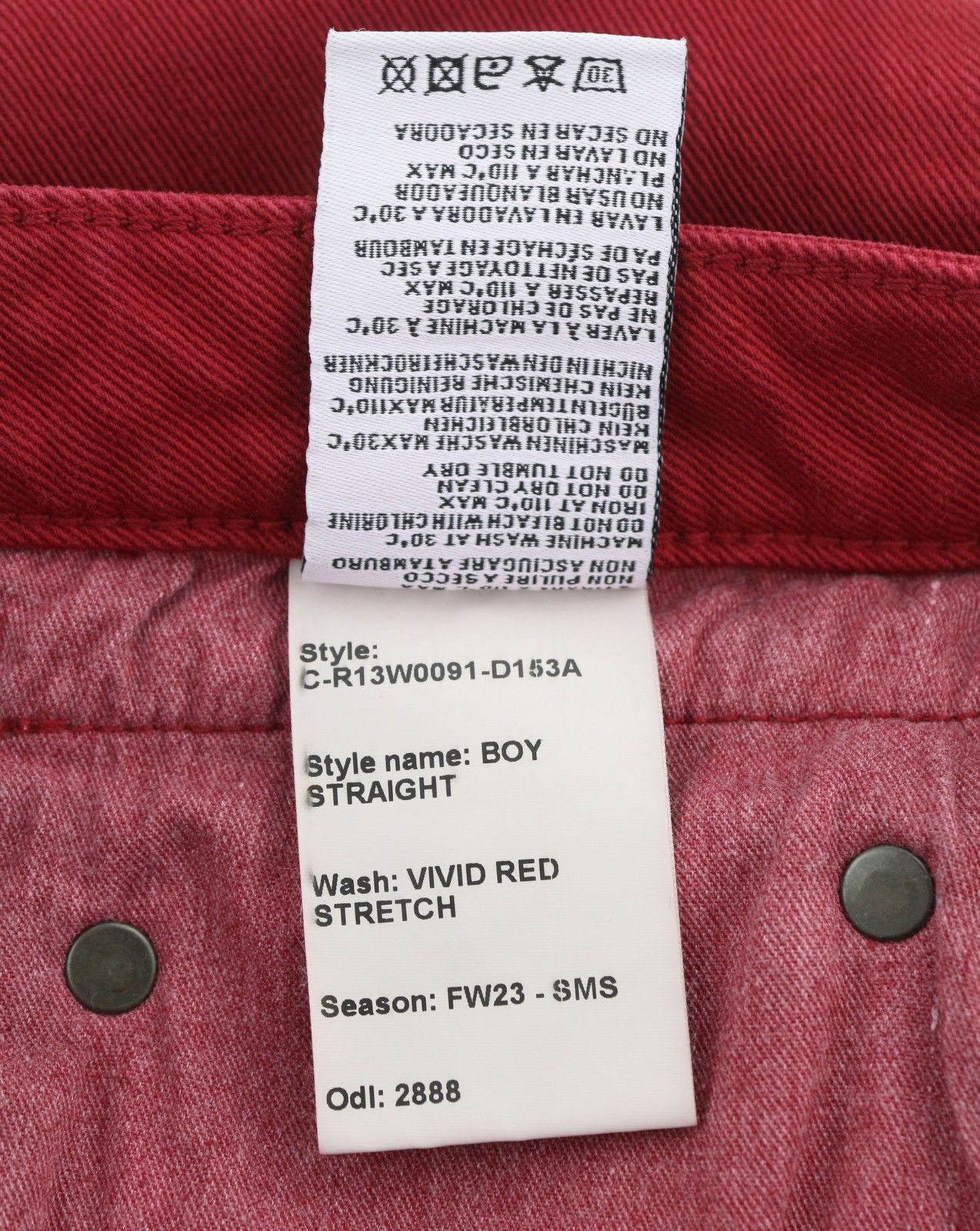 R13 BOY STRAIGHT 27 Vivid Red Stretch Cropped Ankle 86355 Size 27" / US 4 / IT 40 - 7 Thumbnail