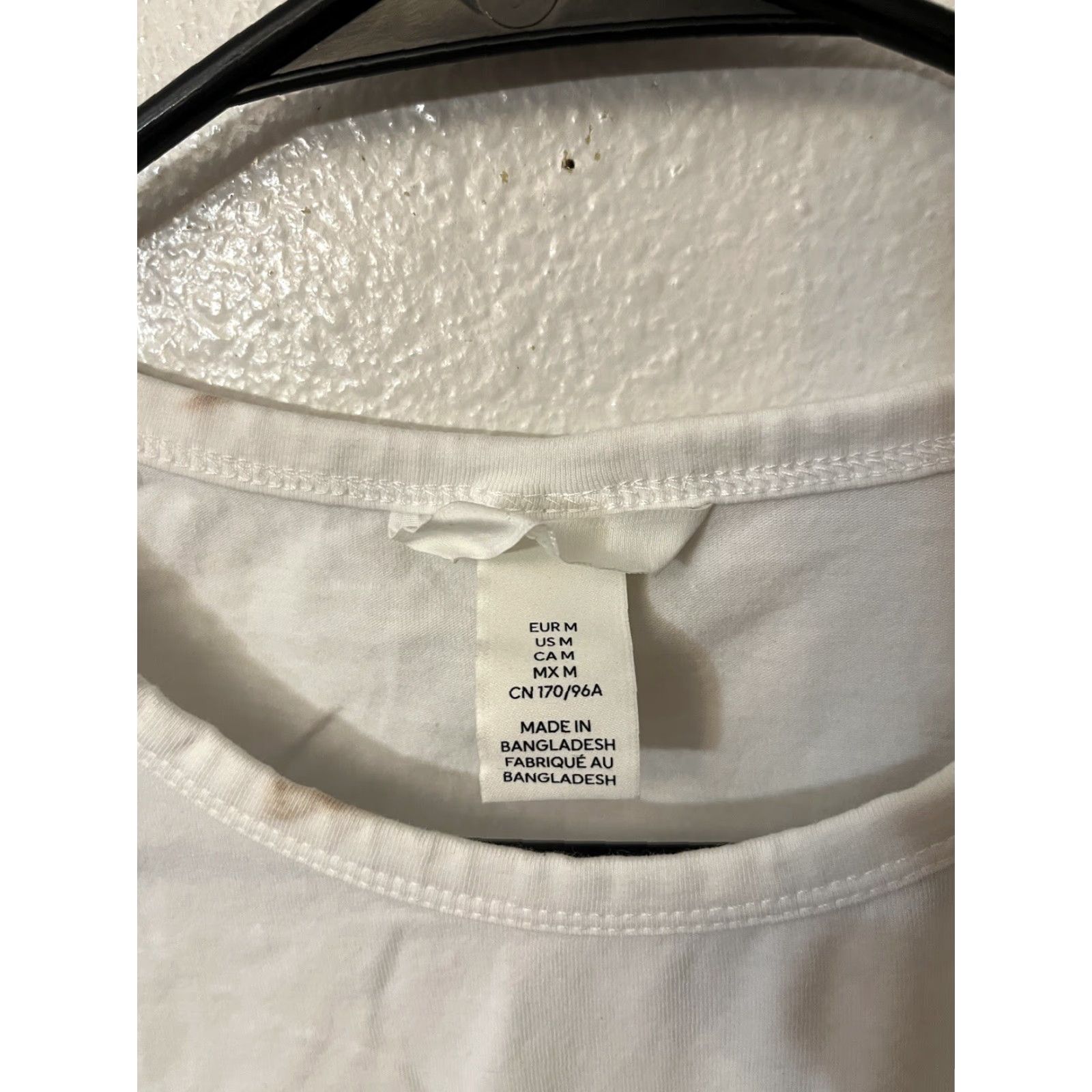 H&M H&M Women's T-Shirt Medium White Striped Cotton Blend Short Sleeve Casual Classic Size M / US 6-8 / IT 42-44 - 2 Thumbnail