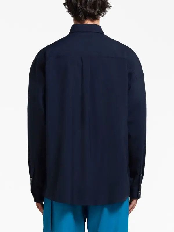 Marni o1w1db10125 Wool Shirt in Blue Size US L / EU 52-54 / 3 - 4 Thumbnail