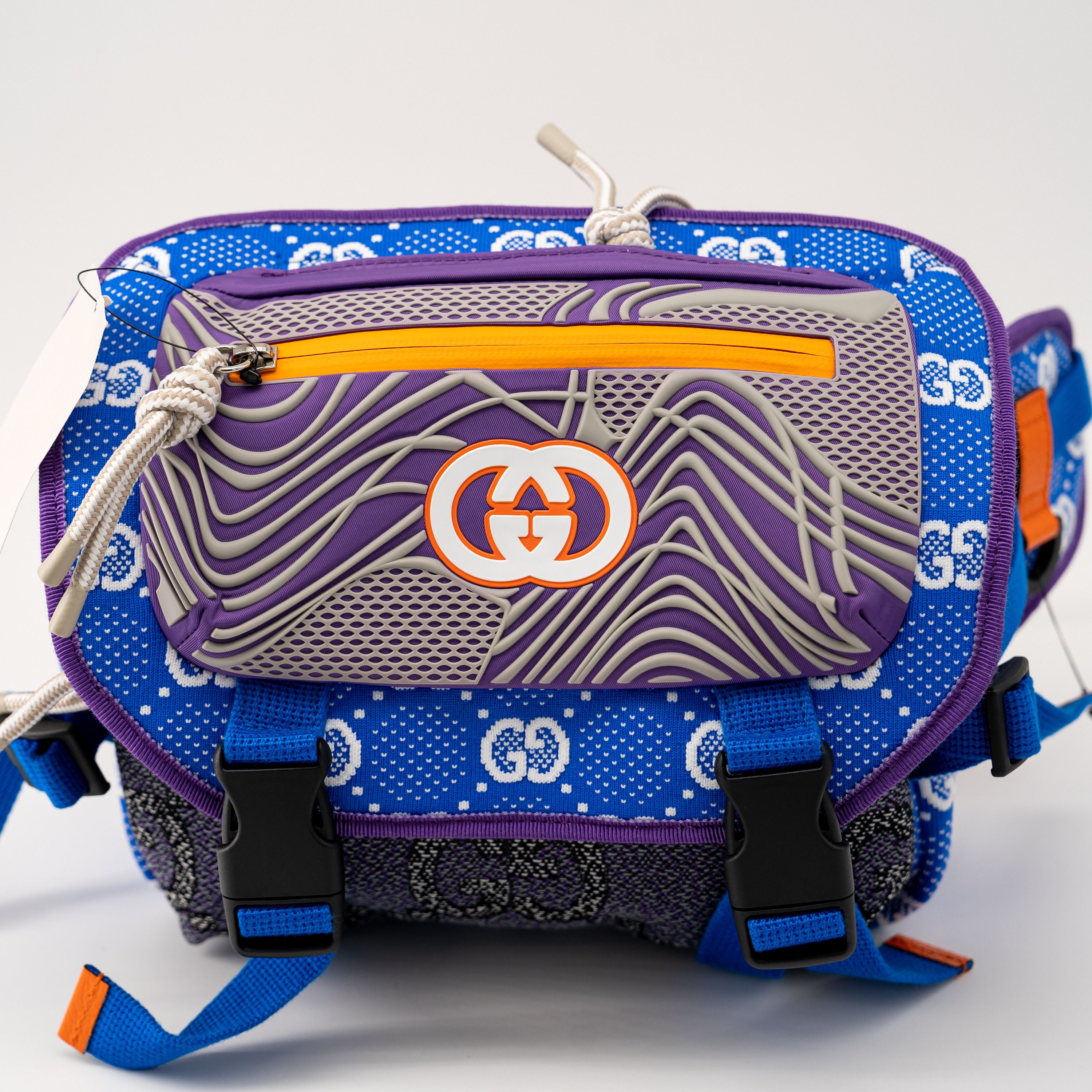 Gucci Gucci Nylon Backpack Ripstop GG Allover Blue Orange Size ONE SIZE - 4 Thumbnail