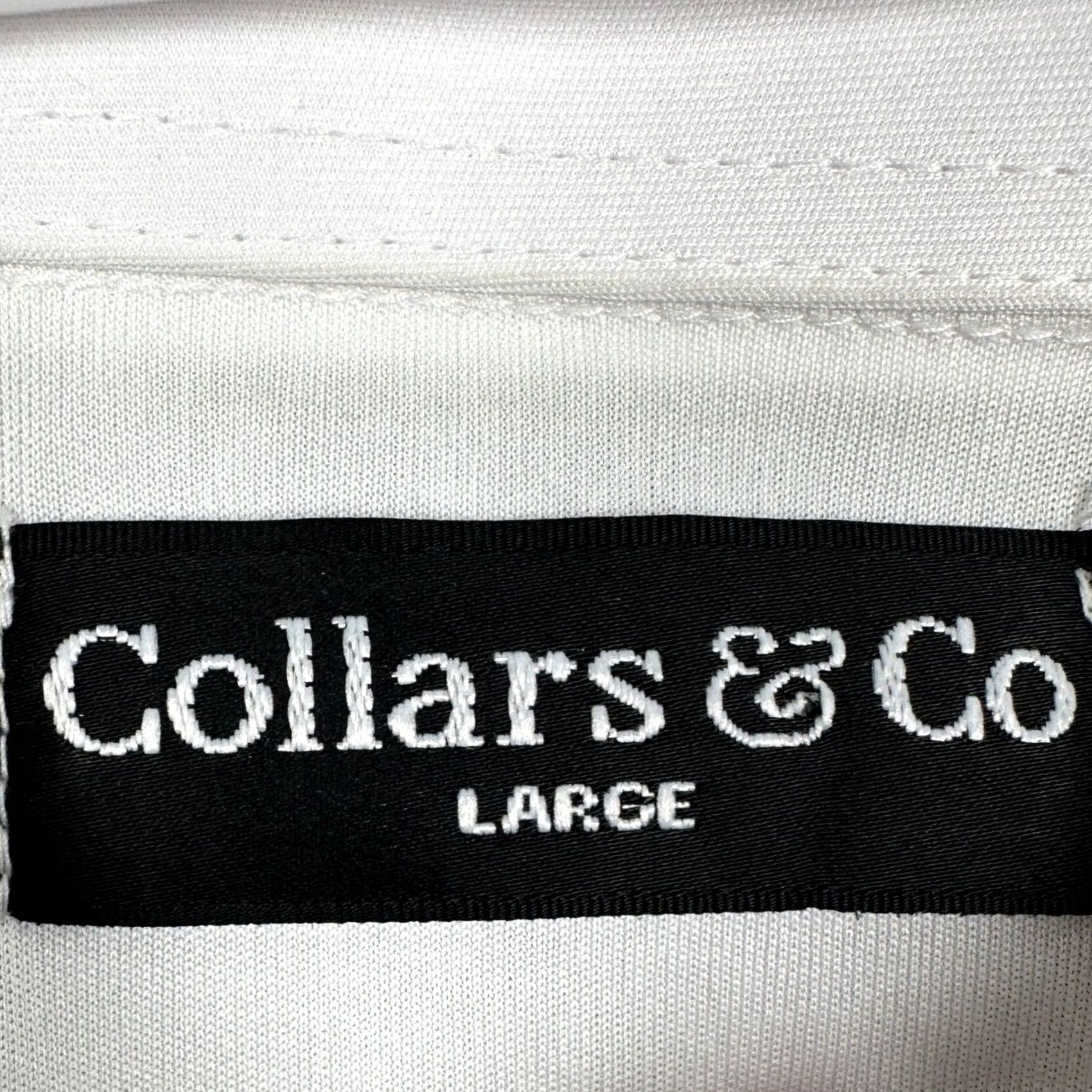 CO Collars & Co Polo Shirt Men L White Short Sleeve Dress Collar 4-Button Pique Solid Breathable Moisture Wicking Casual Office Golf Travel Size US L / EU 52-54 / 3 - 4 Thumbnail