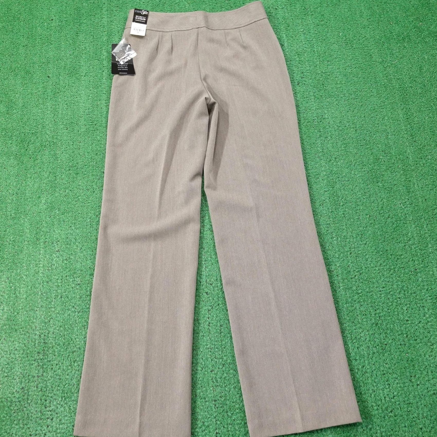 Vintage East 5th Dress Pants Womens 4 Beige Classic Taupe Shaping Stretch Pockets Zip Button Flat Front Size 27" / US 4 / IT 40 - 4 Thumbnail