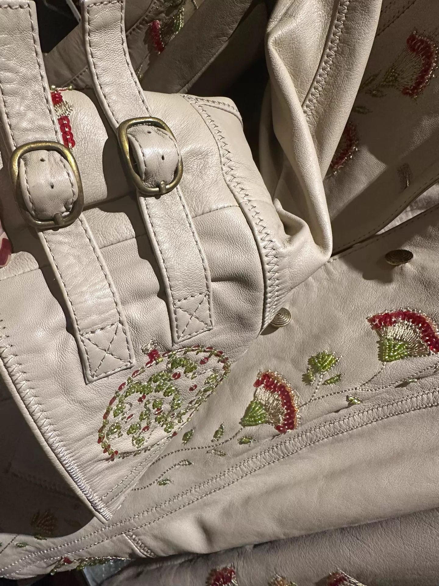 Vintage Vintage Women's Leather Embroidered Jacket & Skirt Set Size XS / US 0-2 / IT 36-38 - 8 Thumbnail