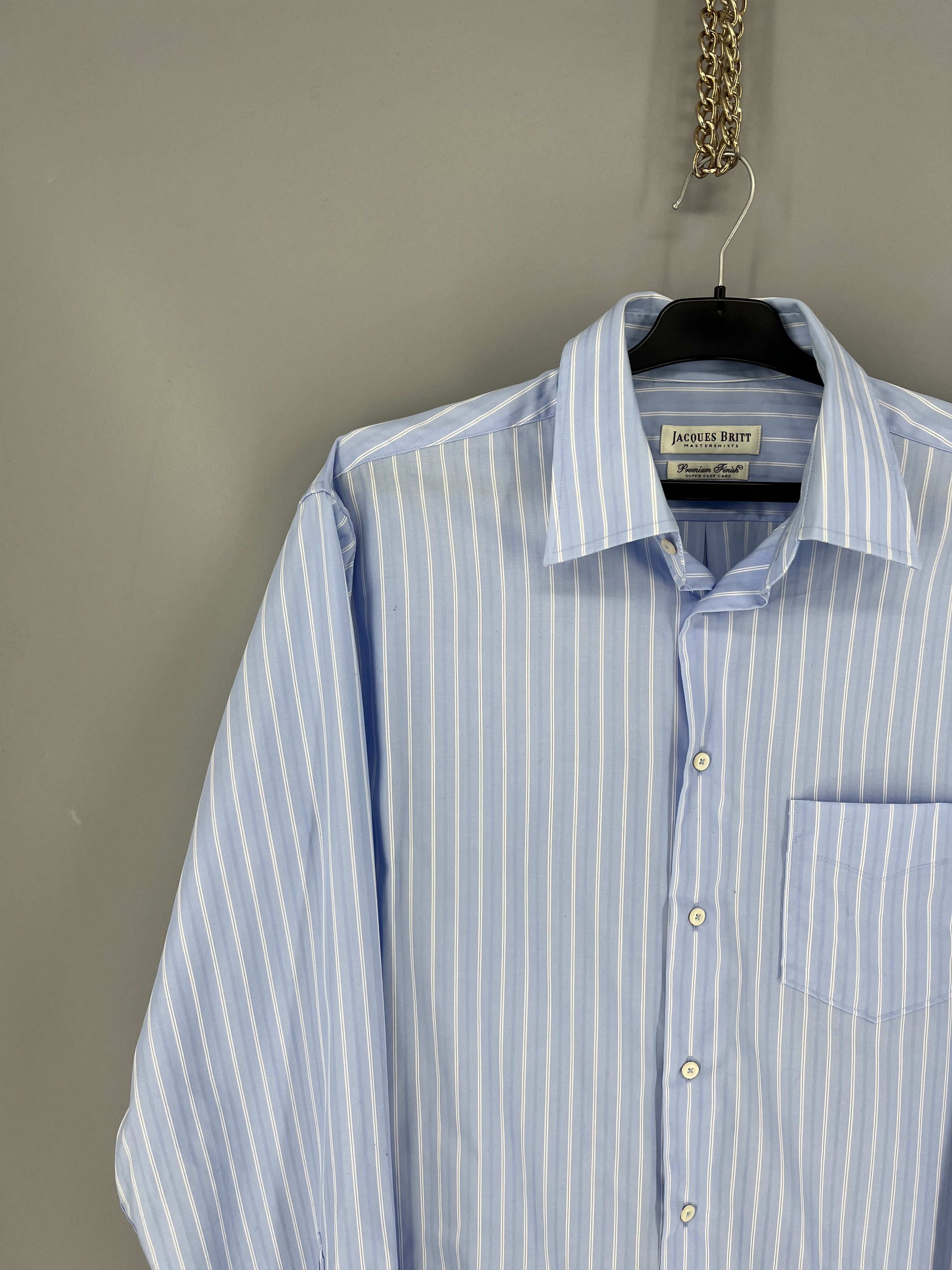 Vintage Jacques Britt Mens Blue White Striped Long Sleeve Button Size US M / EU 48-50 / 2 - 4 Thumbnail