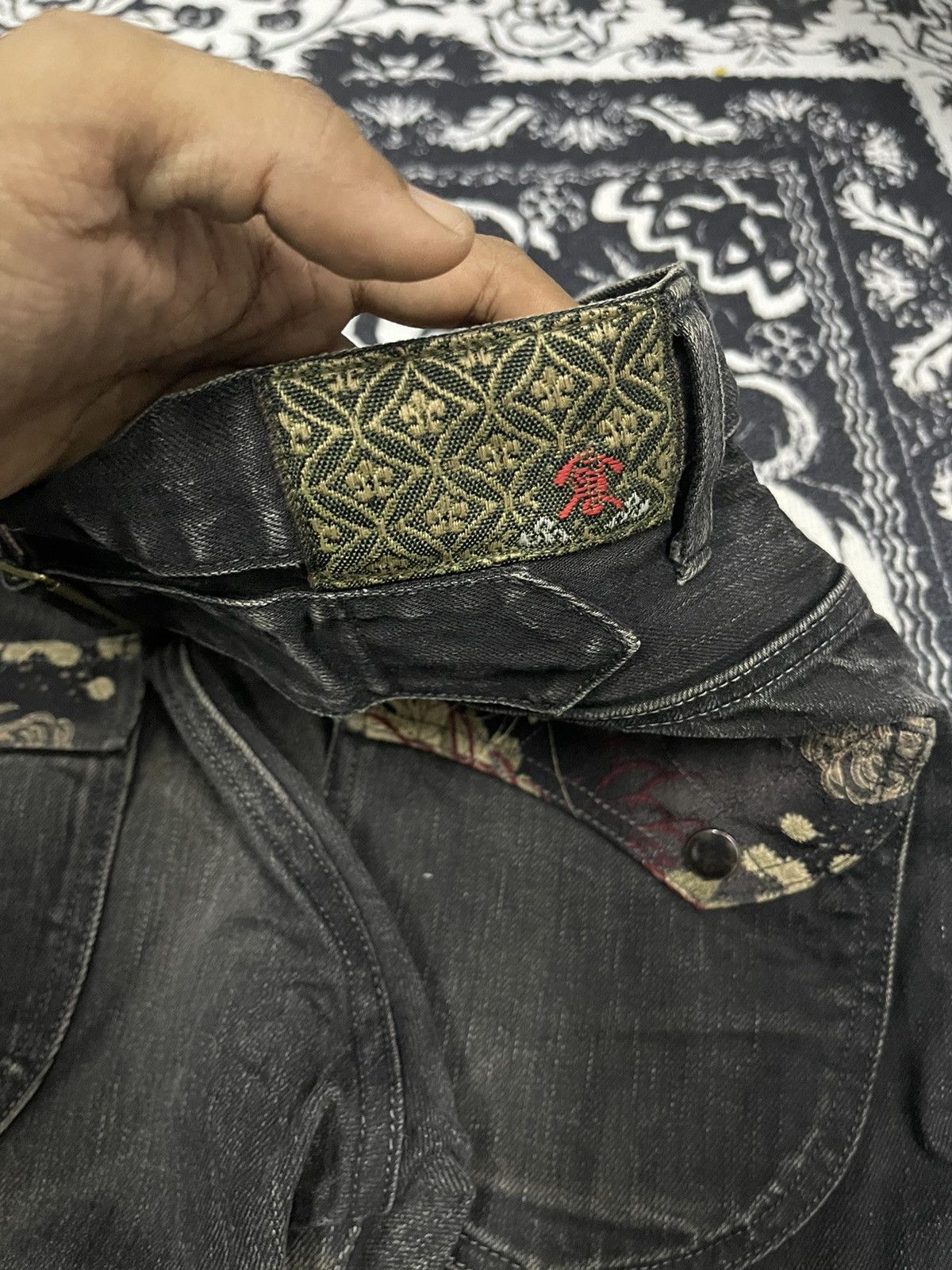 If Six Was Nine 90s KURA BUCKLEBACK DENIM JEANS DISTRESSED DESIGN Size US 29 - 21 Thumbnail