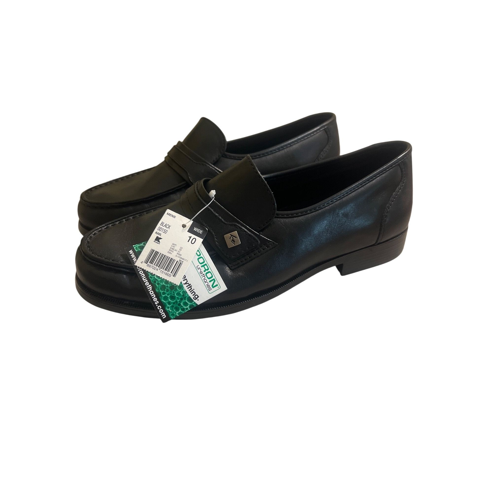 Thom Mcan Mens Black Leather Loafers Shoes Slip On Comfort S (Size 10)