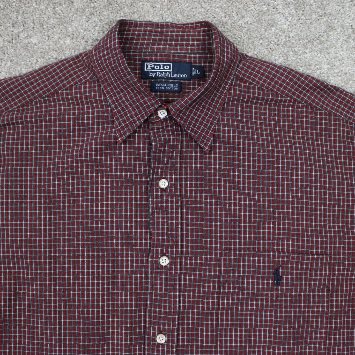 Polo Ralph Lauren Polo Ralph Lauren Bradfield Shirt Adult Large Red/Gray/White Cotton L/S Button Shirt Mens Large Red Size US L / EU 52-54 / 3 - 5 Thumbnail