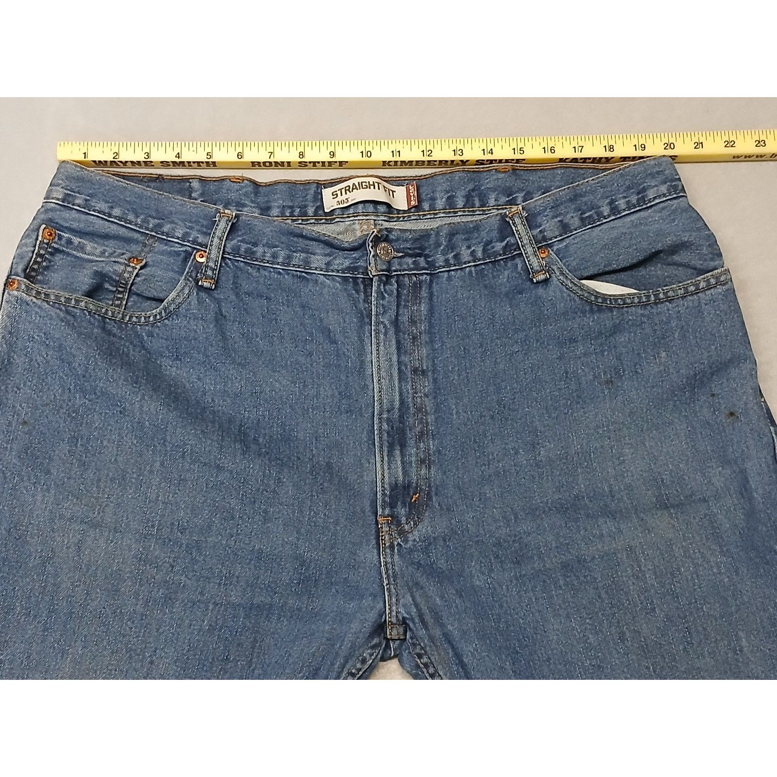 Levi's Levi's (42x32) Men's Straight Fit Blue Denim Jeans Size US 42 / EU 58 - 2 Thumbnail