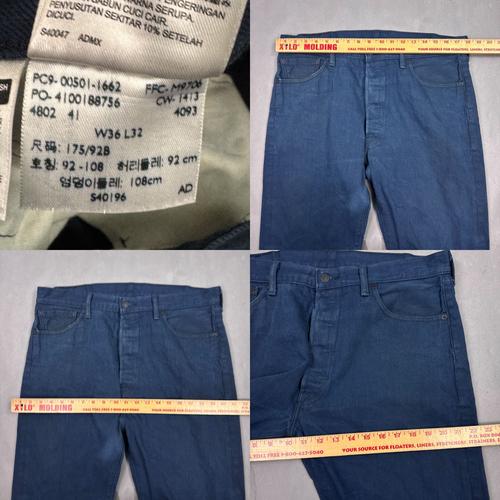 Levi's Levis 501 Jeans Mens 36x30 Blue Denim Button Fly Distressed Size US 36 / EU 52 - 9 Thumbnail