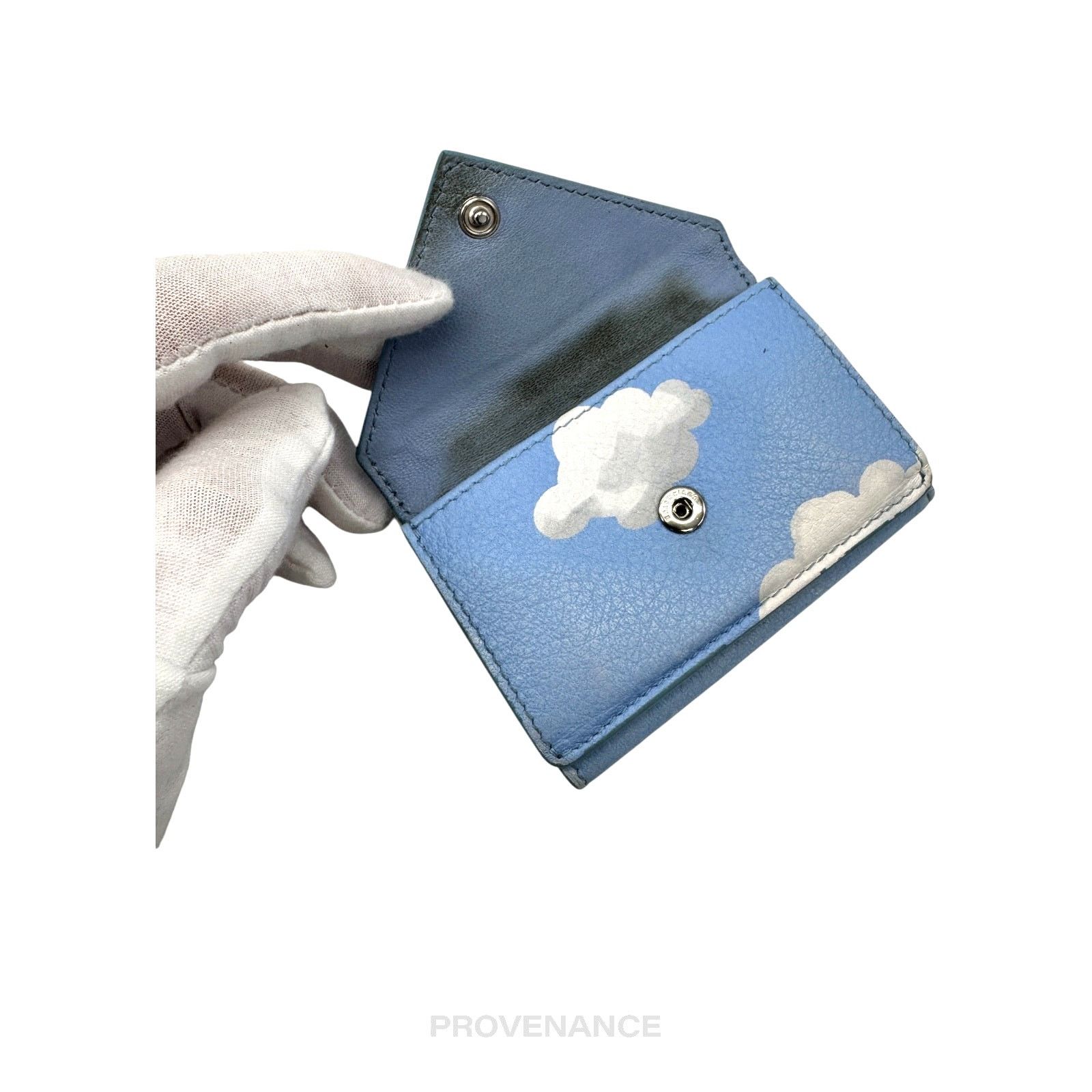 Balenciaga 🔴 Balenciaga Papier Mini Card Wallet - Clouds Blue Leather Size ONE SIZE - 8 Thumbnail
