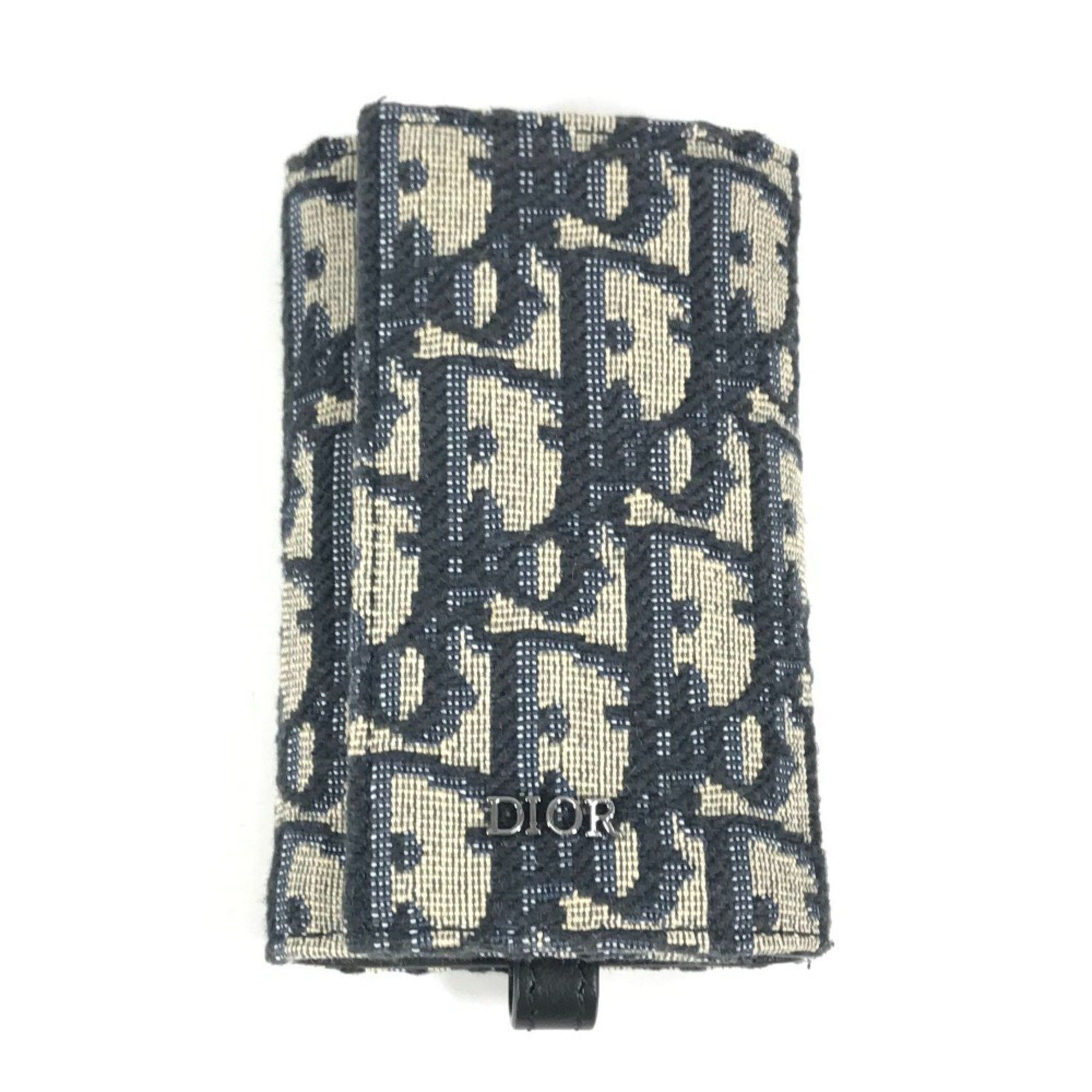 Dior Christian Dior Dior Logo Oblique 6-Ring Key Case, Canvas and Leather, Navy Blue for Men Women Size ONE SIZE - 1 Thumbnail