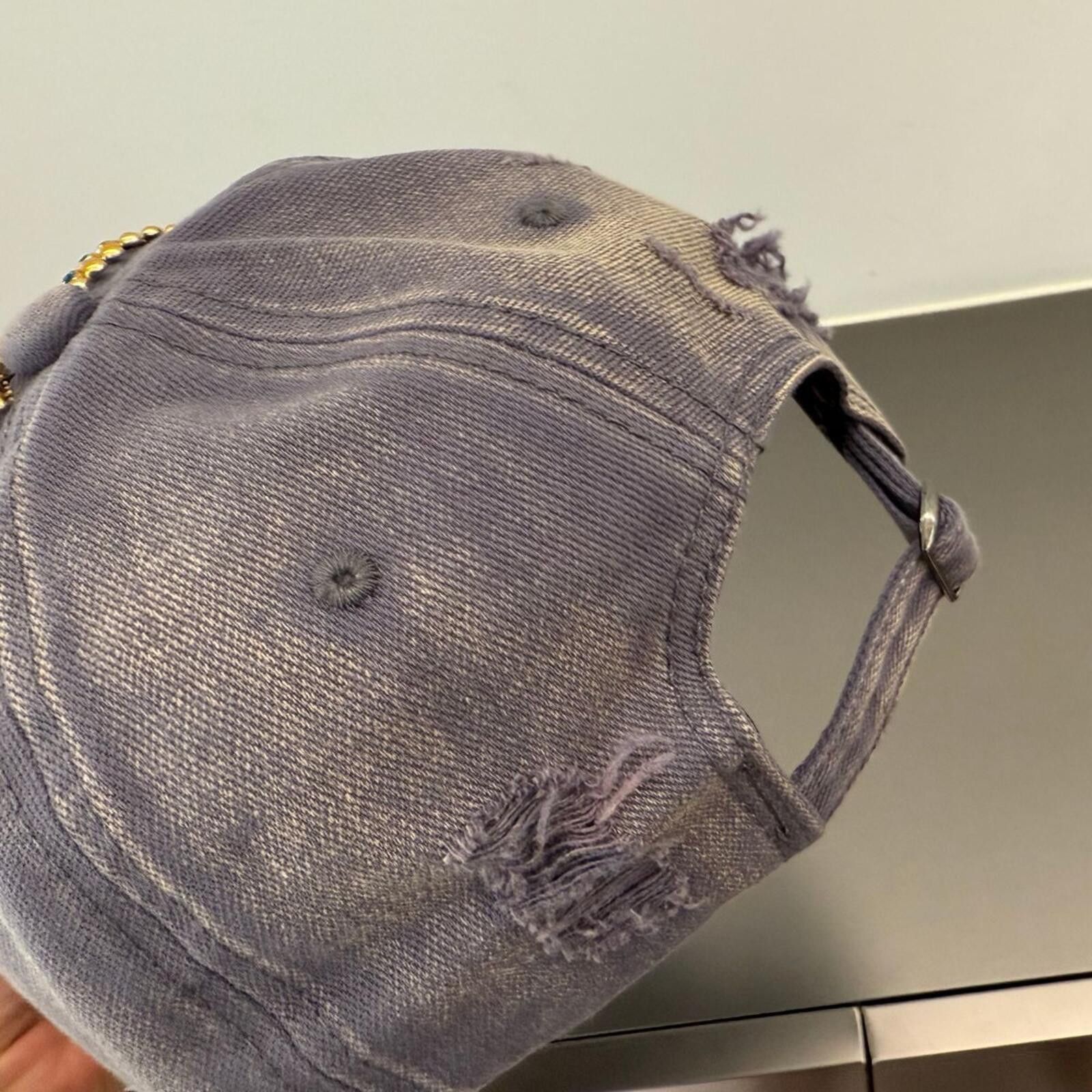 Other Rhinestone Sun Gem Denim Cap | Distressed Street Size ONE SIZE - 3 Thumbnail