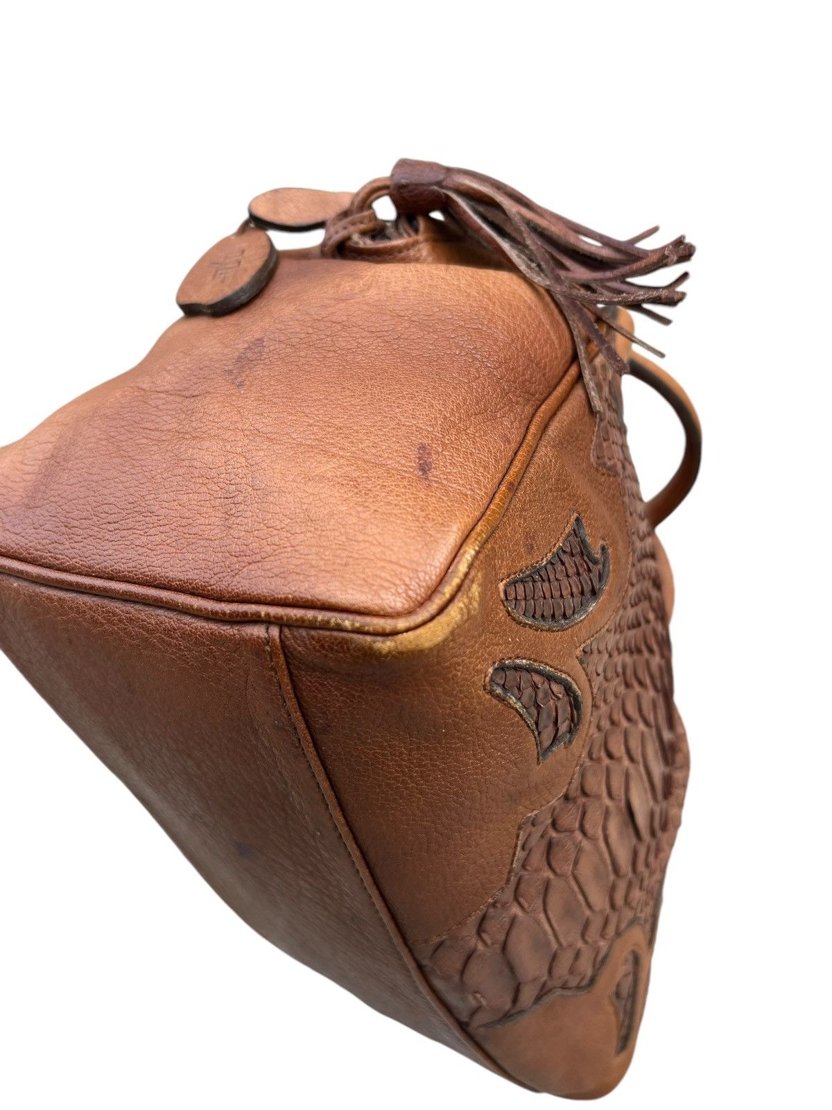 Leather Vintage Ibiza Japan Patina Python Snake Leather Doctor Bag Size ONE SIZE - 17 Thumbnail