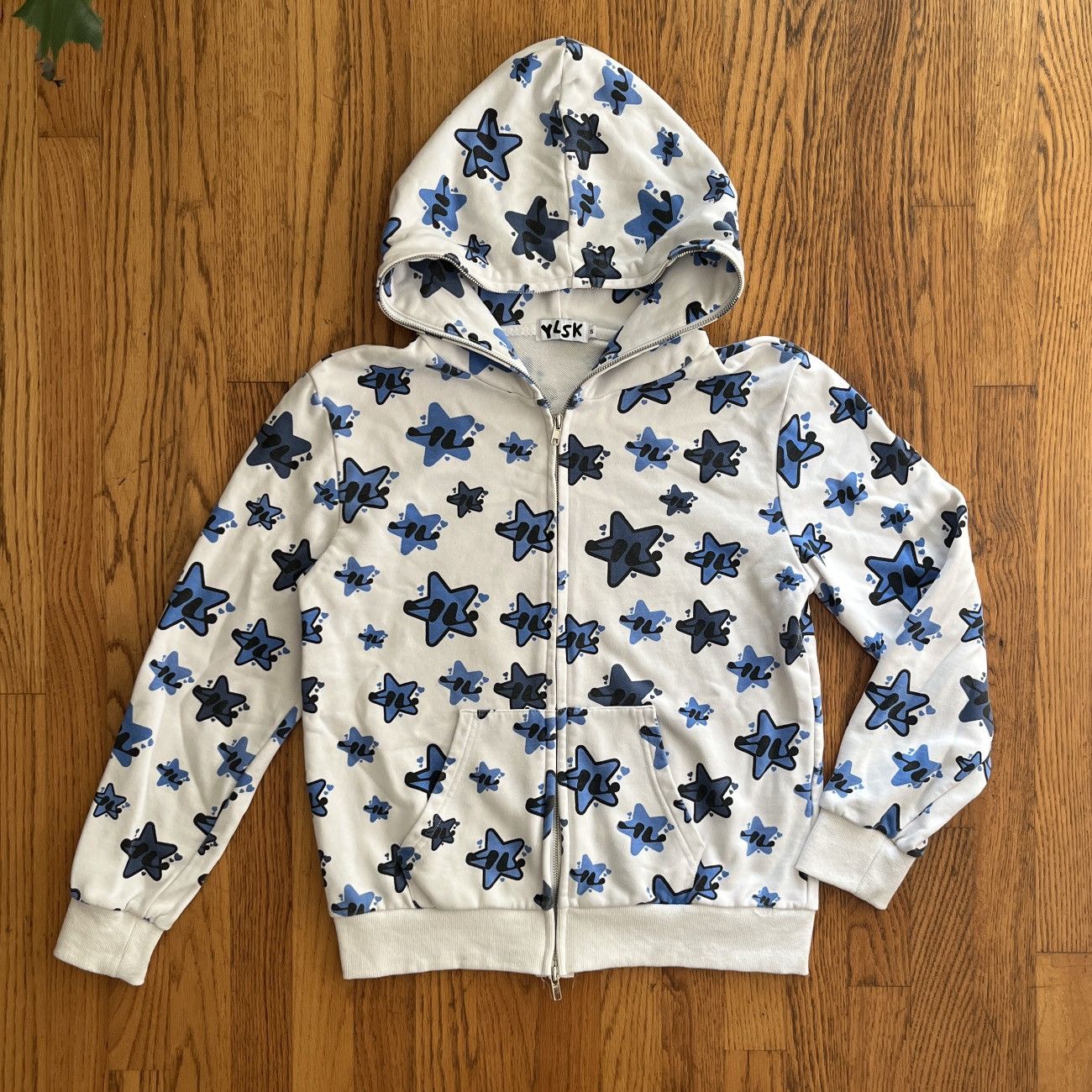 Japanese Brand YLSK White Star Print Zip Up Hoodie Size US S / EU 44-46 / 1 - 1 Thumbnail