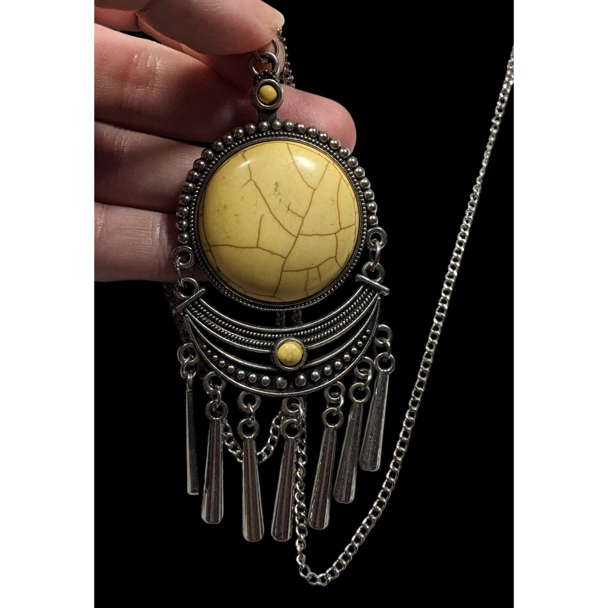 Other Paparazzi Bohemian Yellow And Silver Tone Pendant Necklace Size ONE SIZE - 3 Thumbnail