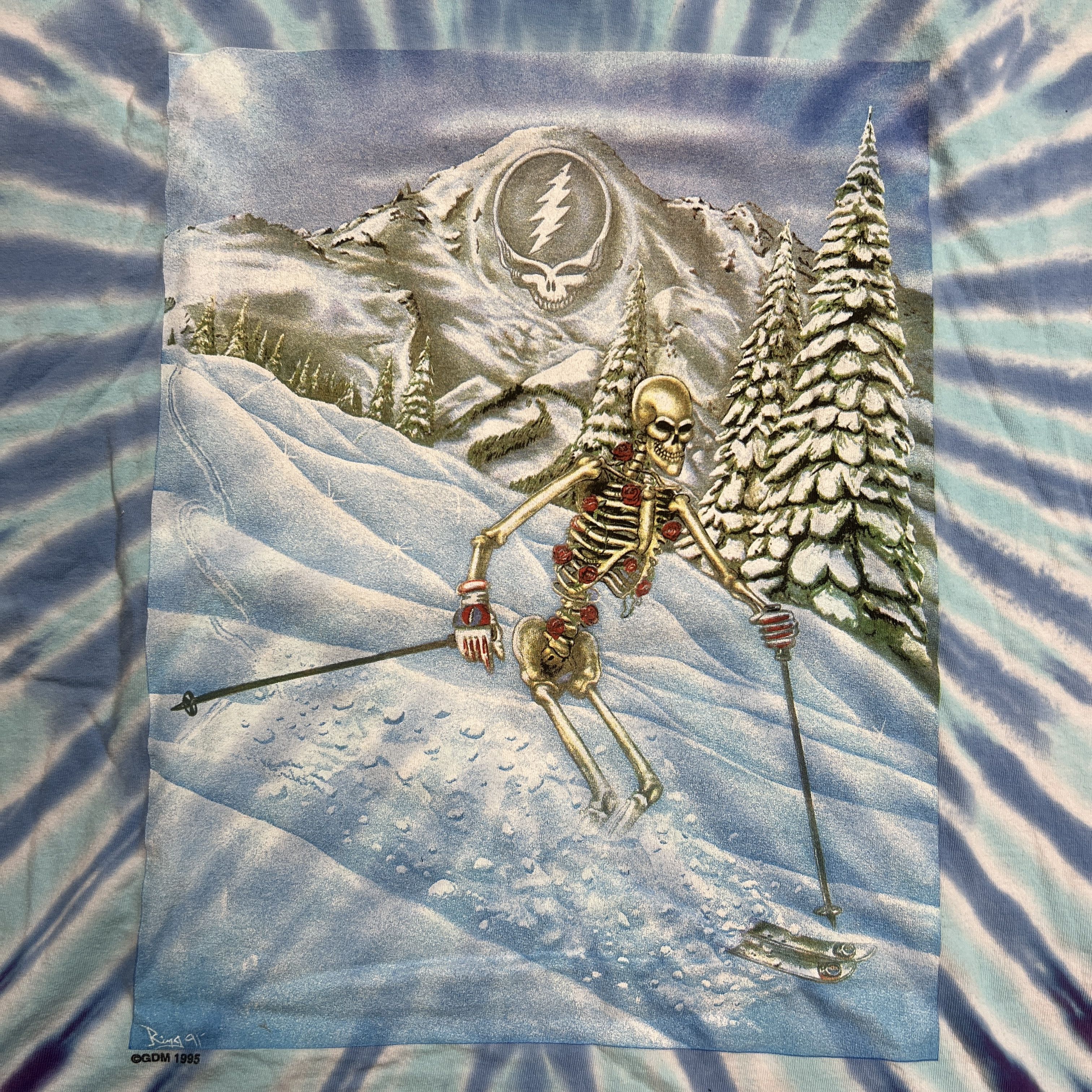 Grateful Dead × Vintage 1995 Grateful Dead Skiing Skeleton Promo Tie Dye Tee Size US XL / EU 56 / 4 - 5 Thumbnail