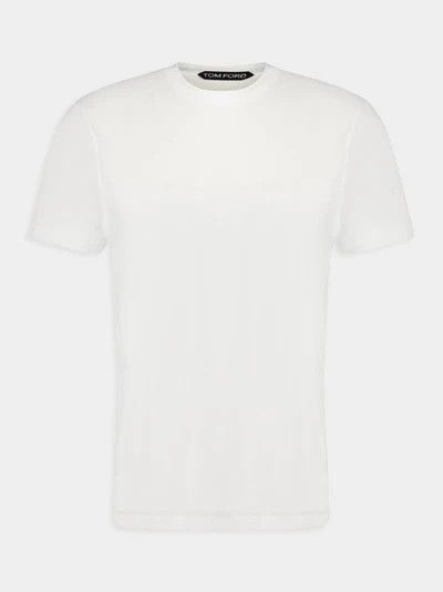 Tom Ford o1s22i1n0125 Cotton Lyocell T-Shirt in White Size US M / EU 48-50 / 2 - 1 Thumbnail