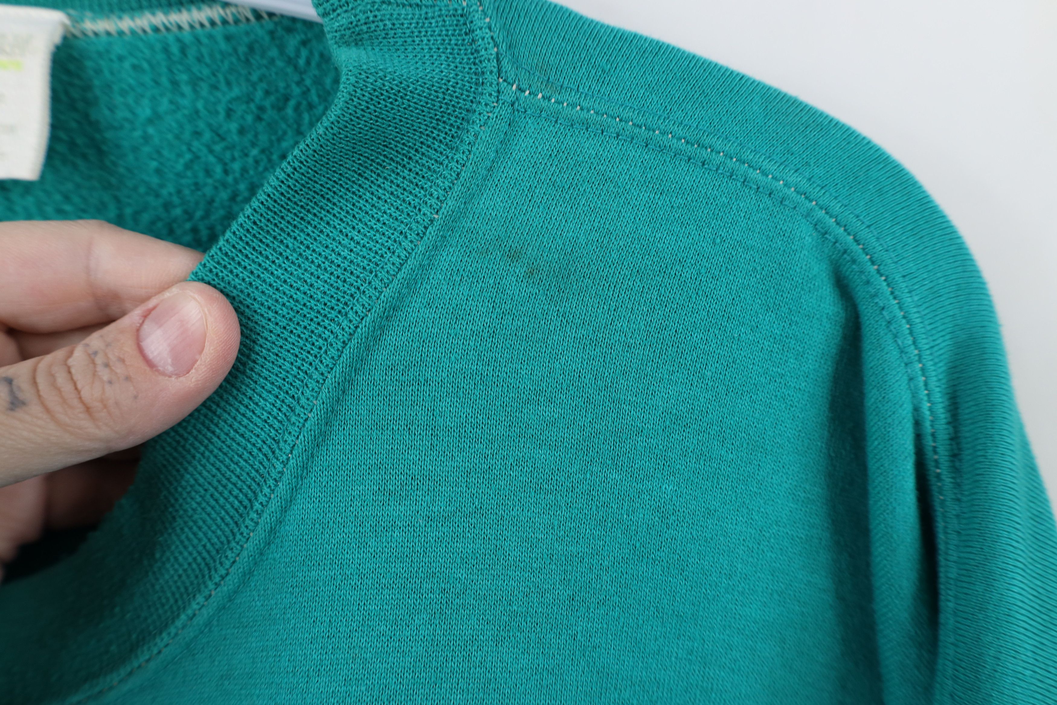 Vintage Vintage 90s Streetwear Textured Crewneck Sweatshirt Teal Size US XL / EU 56 / 4 - 4 Thumbnail