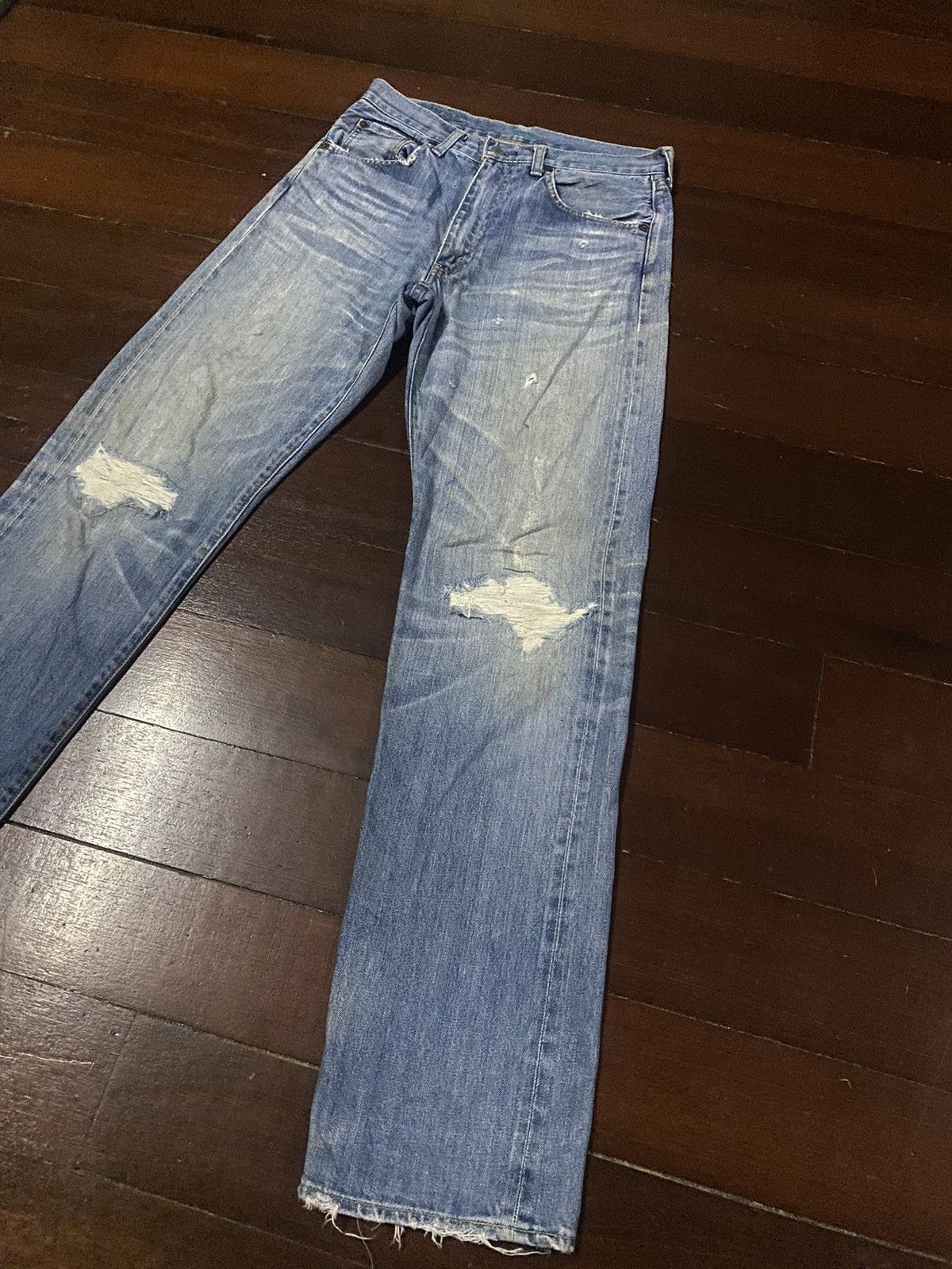 Levi's Vintage Clothing FIRE 🔥 VINTAGE 90s LEVIS BIG E 502 LVC distressed SELVEDGE Size US 33 - 3 Thumbnail