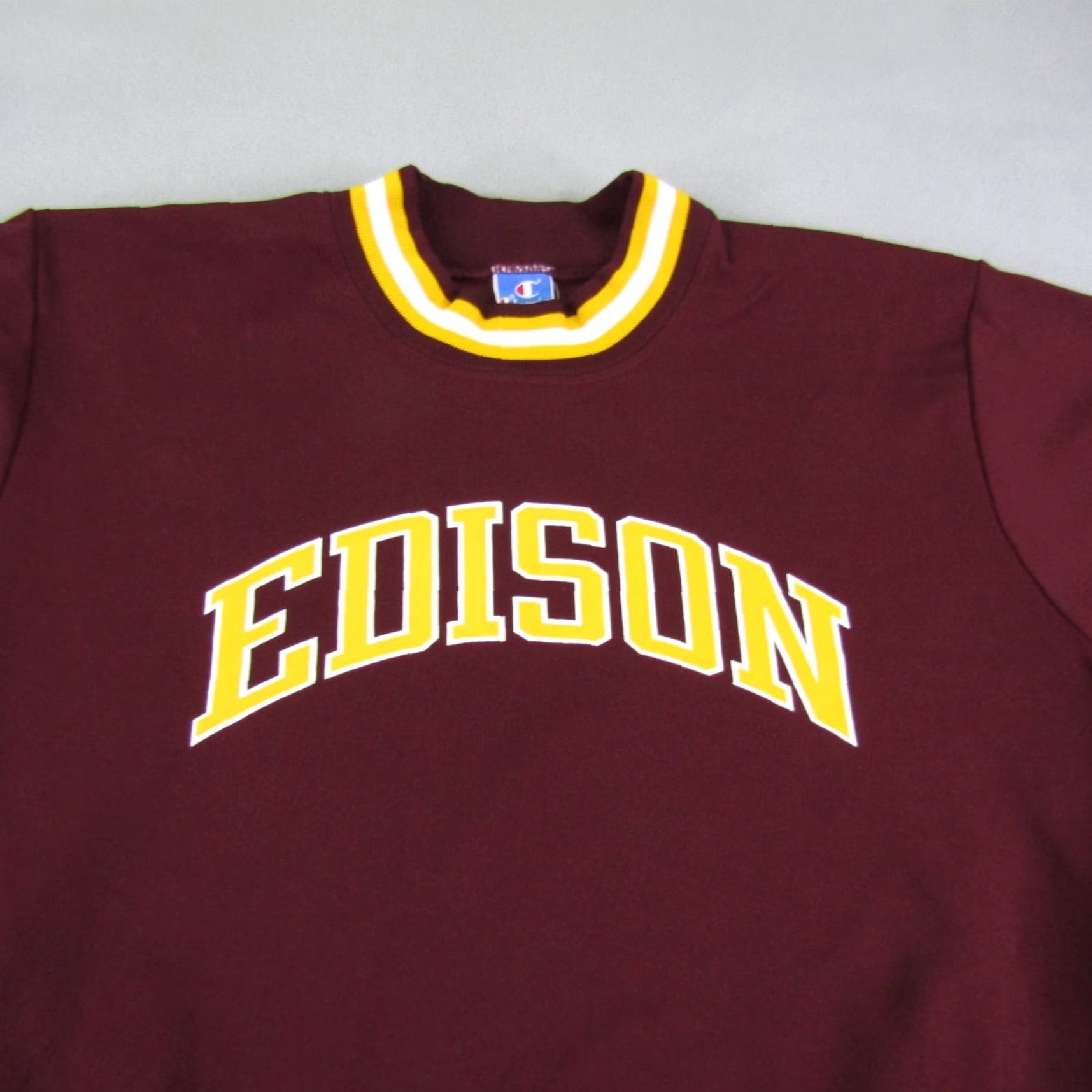 Champion VINTAGE Champion Sweatshirt MEN XL Red Yellow Edison Pullover 80s USA Sweatshirt Mens XL Red Yellow 80s Champion Logo Pullover Size US XL / EU 56 / 4 - 2 Thumbnail