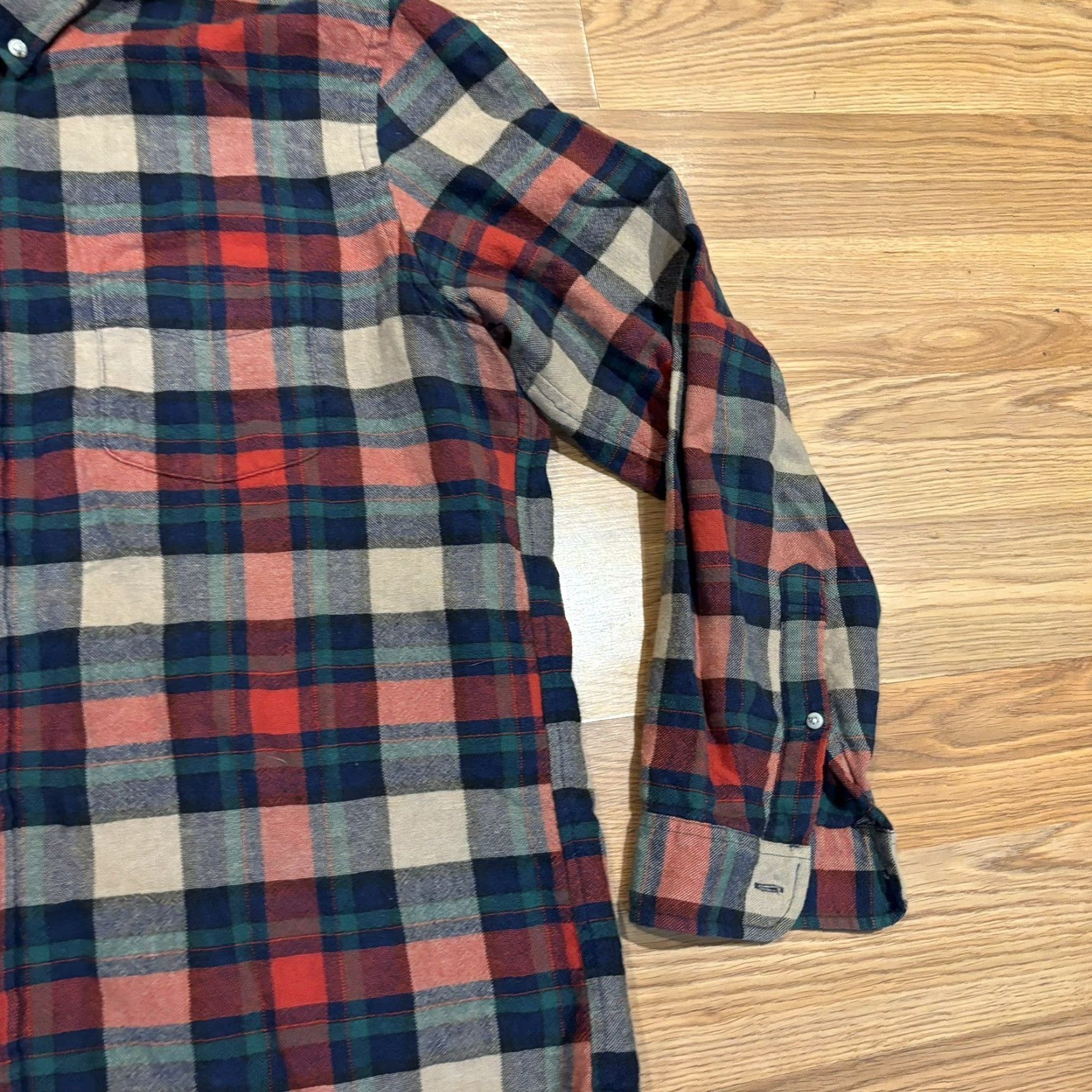 Wallace & Barnes VINTAGE Wallace & Barnes Shirt Button Up Wool Blend Flannel Red Blue Green Men’s Sz XL Size US XL / EU 56 / 4 - 7 Thumbnail