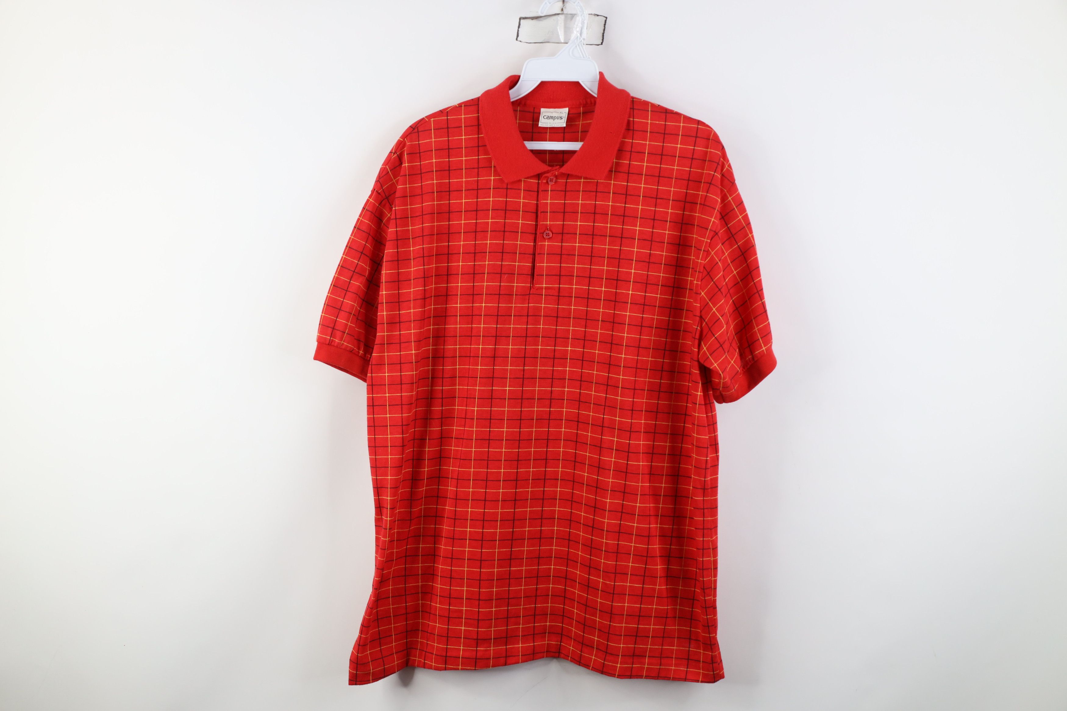 Vintage Vintage 70s Streetwear Collared Golf Polo Shirt Plaid USA Size US XL / EU 56 / 4 - 1 Thumbnail