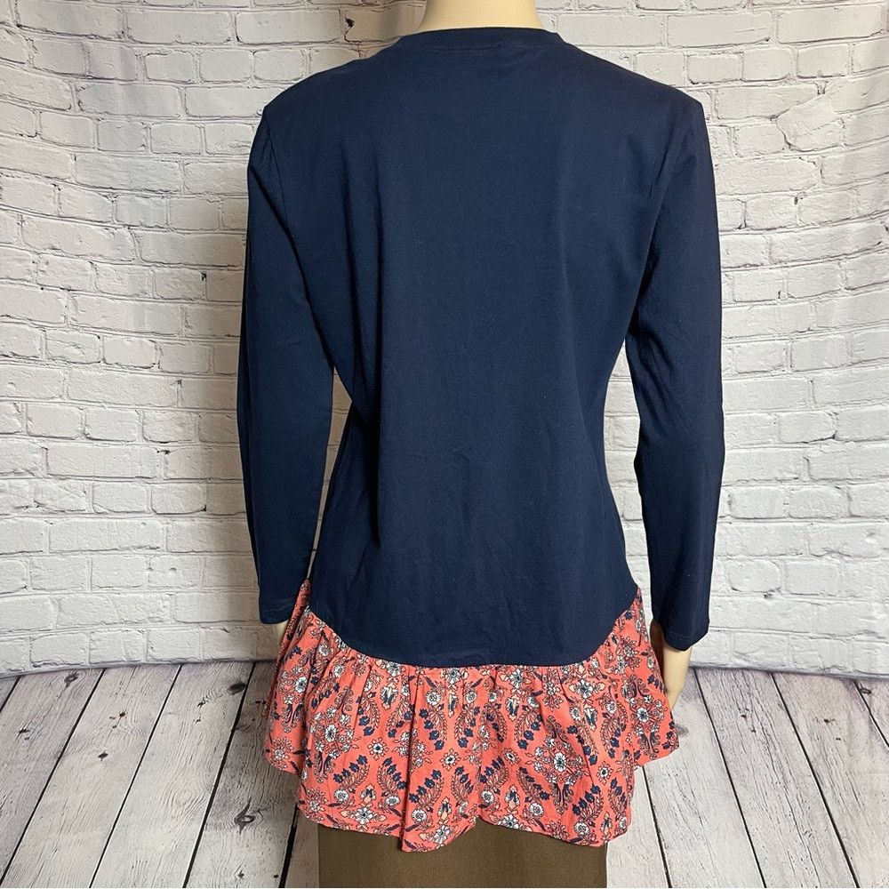 Other NWT New Liza Byrd Blue Cotton Floral Peplum Long Sleeve Tun Size S / US 4 / IT 40 - 4 Thumbnail