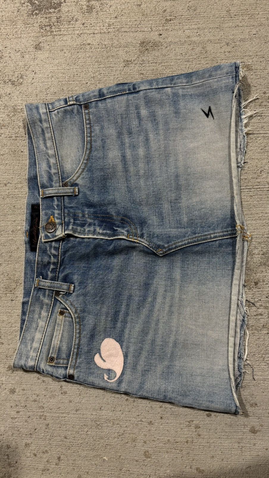 Undercover Undercover AW2005 Arts & Craft Boro Heart Denim Skirt Size 31" - 3 Thumbnail