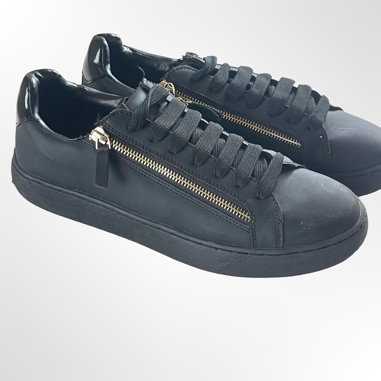 Other Zara Black Sneakers with Gold Zip Accent Size US 10 / EU 43 - 1 Thumbnail