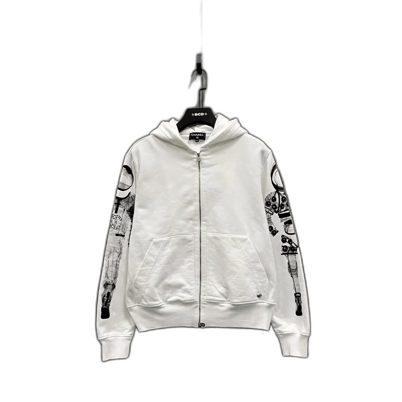 CHANEL Astronaut Print Zip-Up Hoodie