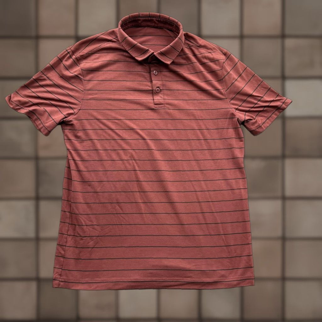 Lululemon Lululemon Polo Shirt Mens M Red Striped Performance Golf Lightweight Shirt Size US M / EU 48-50 / 2 - 1 Thumbnail