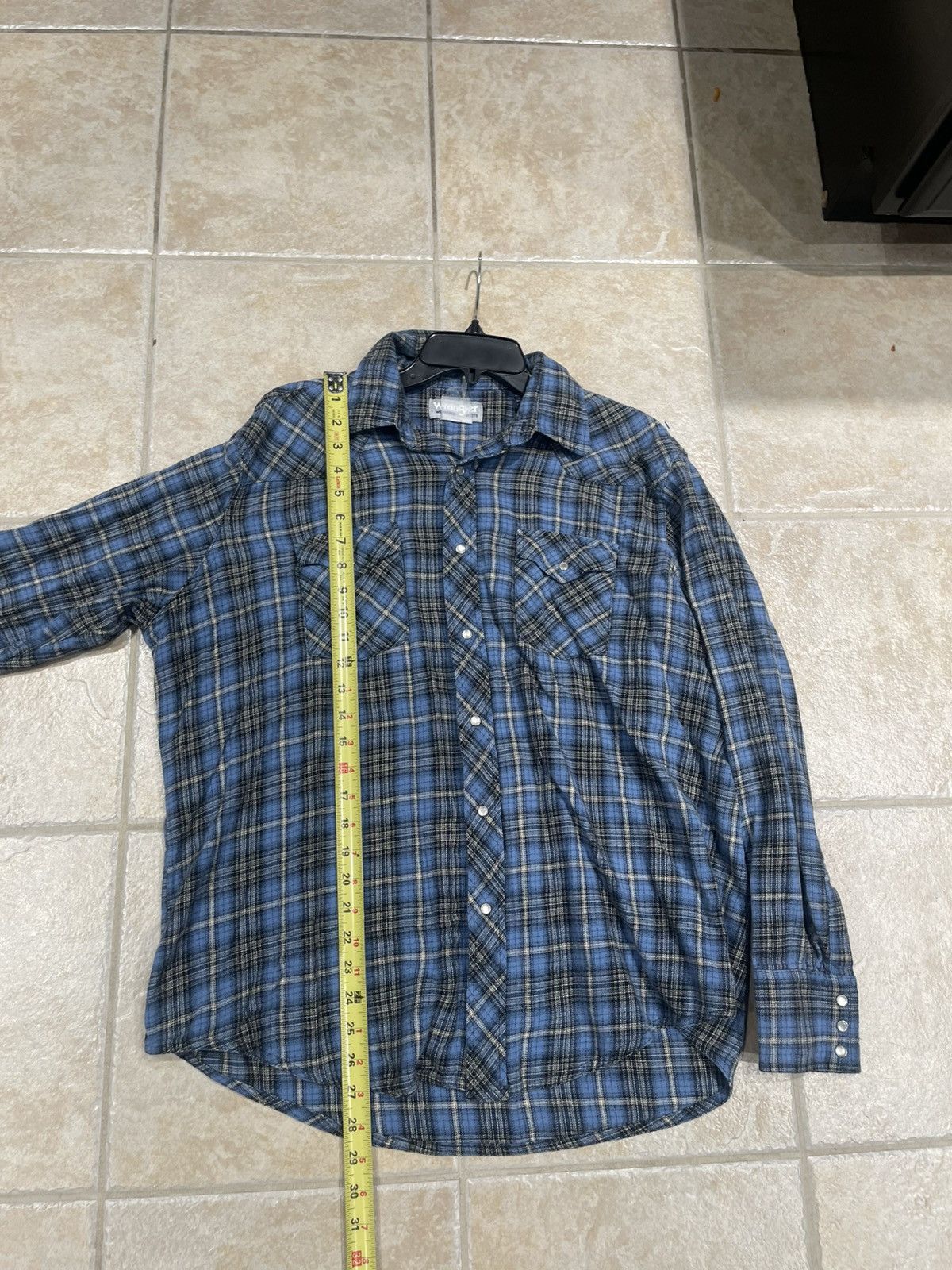 Wrangler Wrangler Wrancher Western Shirt Mens Blue Plaid Flannel Size US XL / EU 56 / 4 - 5 Thumbnail
