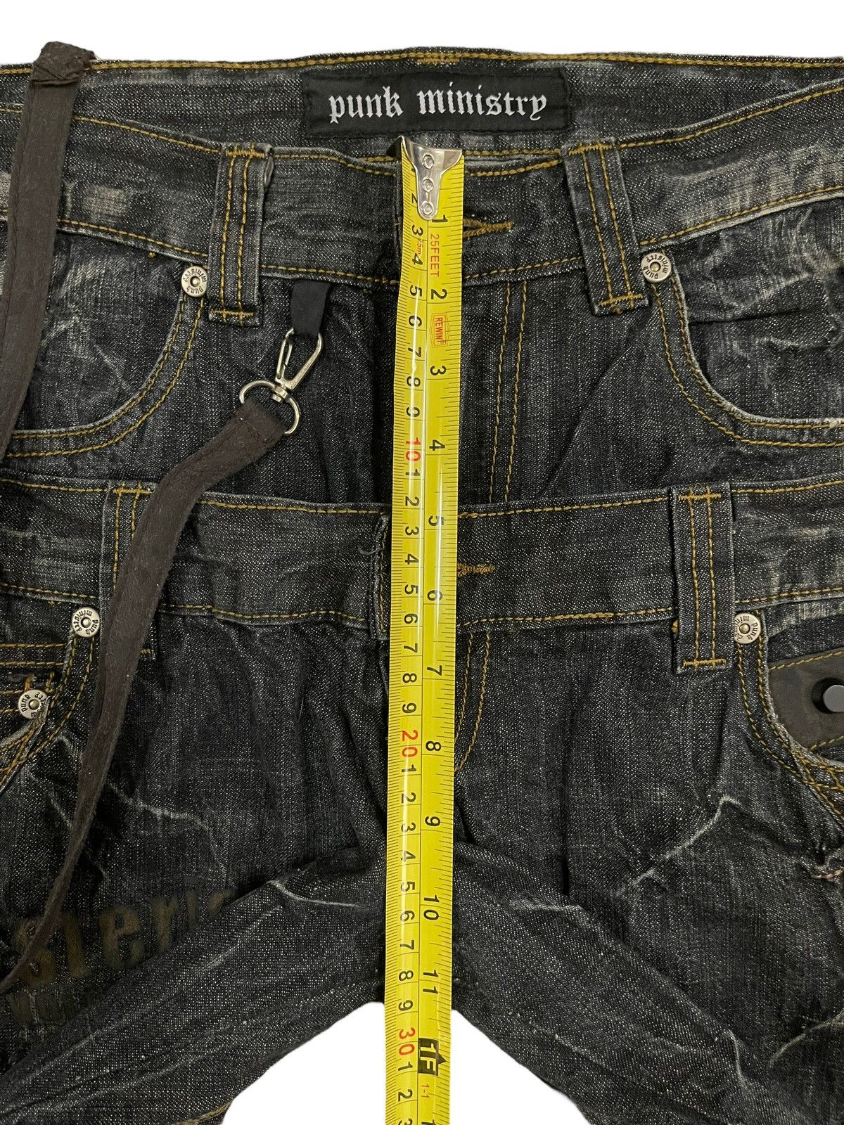 If Six Was Nine Vintage Japan Punk Ministry Double Waist Bondage Style Jeans Size US 31 - 21 Thumbnail