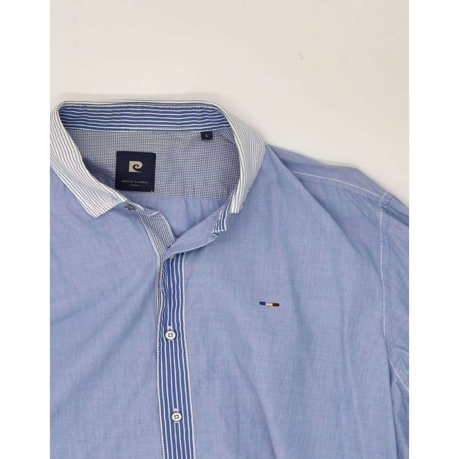 Pierre Cardin PIERRE CARDIN Mens Shirt Large Blue Cotton Size US L / EU 52-54 / 3 - 3 Thumbnail