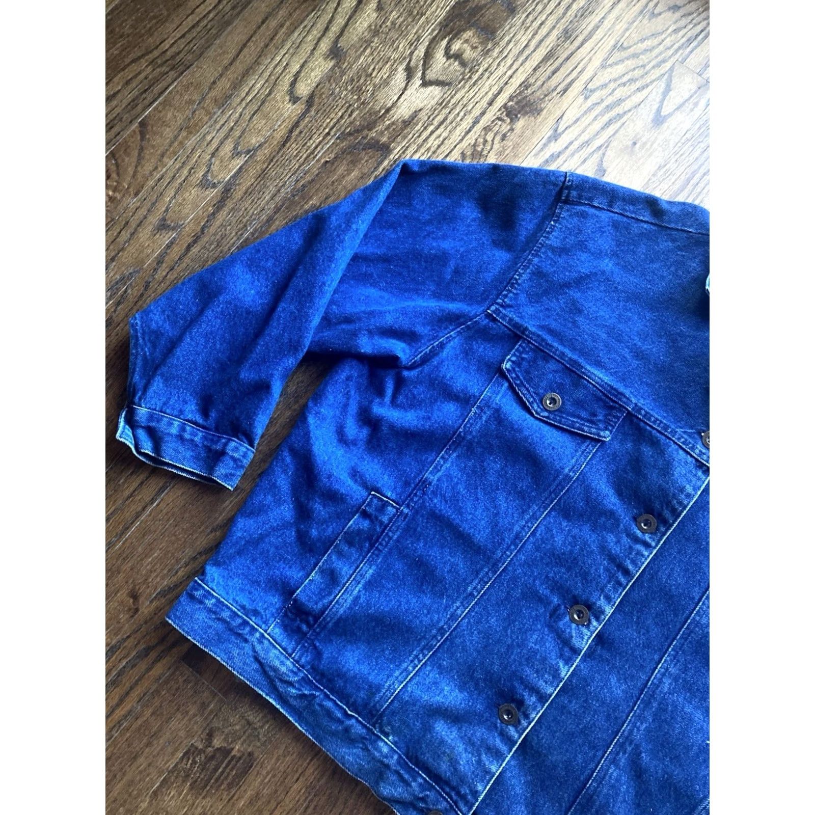 Denime VINTAGE Denim Jacket Womens Plus 20 Blue USA Made Boxy Fit Jacket Size 42" / US 20 - 2 Thumbnail