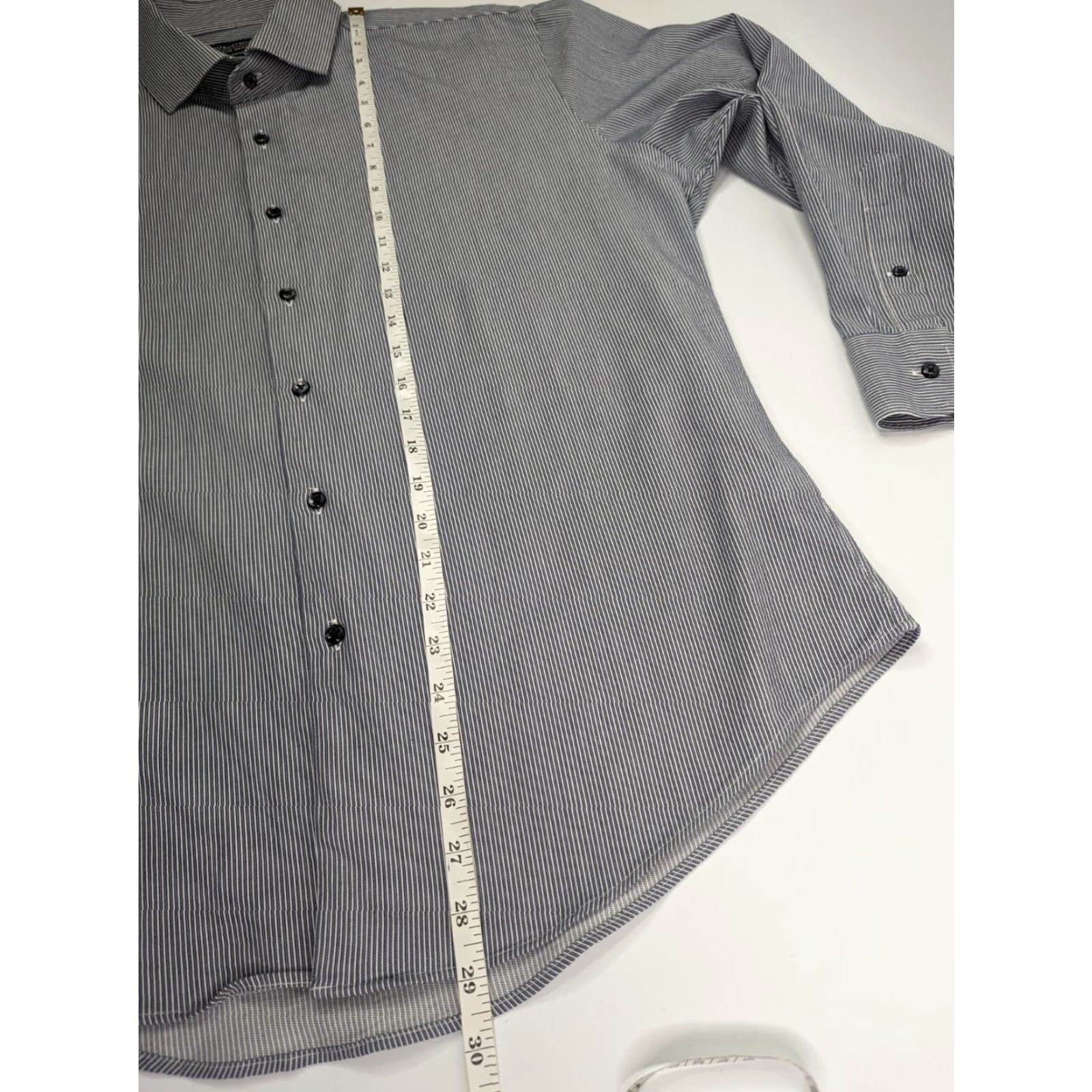 Nordstrom Nordstrom Dress Shirt Men 17 32/33 Grey Stripe Button-Down Collared 30 in 50 in Chest Regular Knit Cotton Casual Formal Shirt Size 46R - 4 Thumbnail
