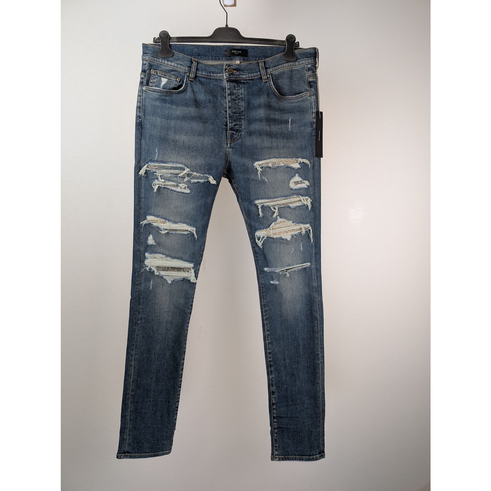 Amiri o1rshd1 Bandana Jacquard Jean in Crafted Indigo Blue Size US 29 - 1 Thumbnail