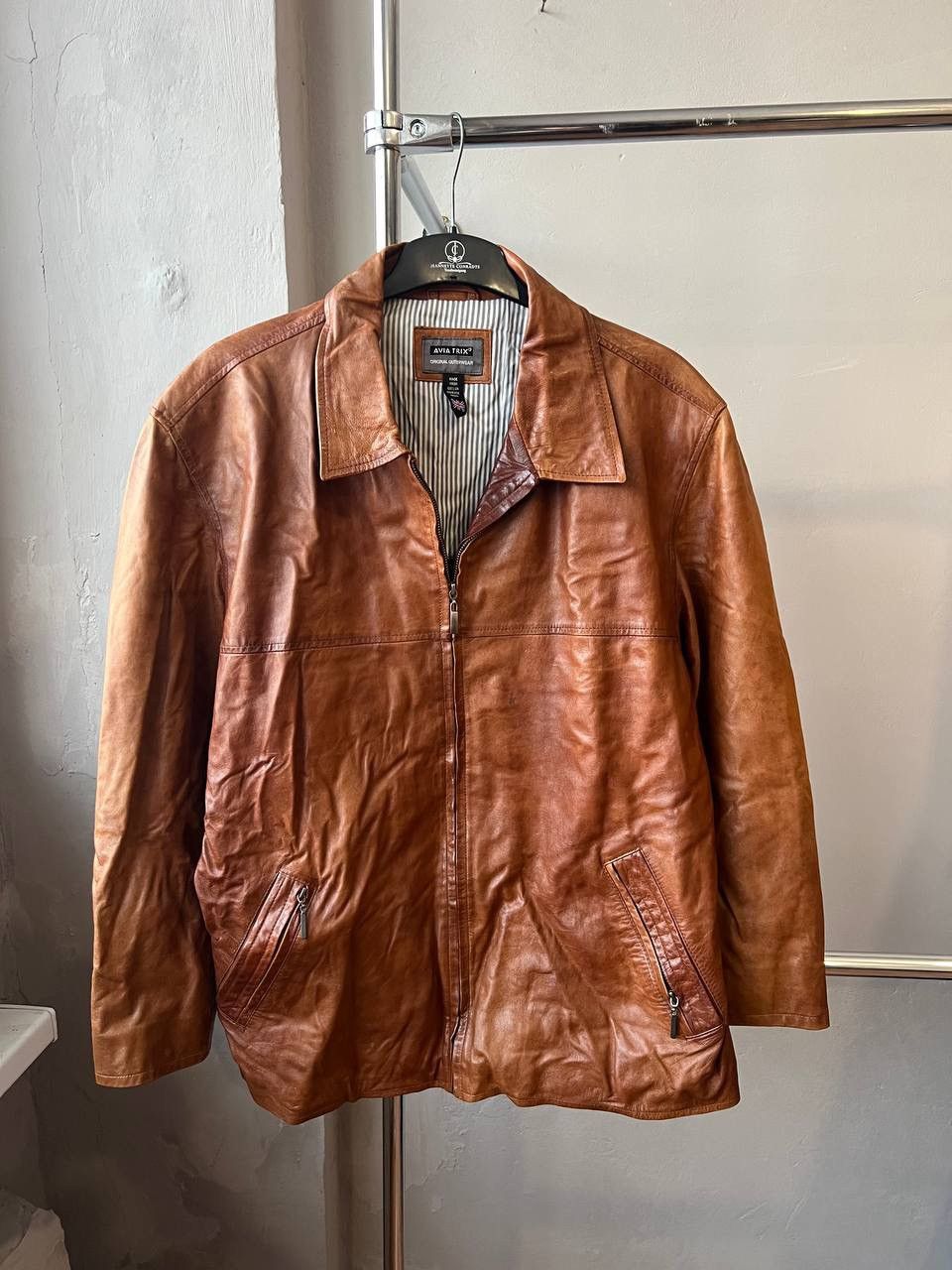 Vintage AVIA TRIX USA CLASSIC AVIATOR BIKER RETRO LEATHER JACKET XL Size US XL / EU 56 / 4 - 4 Thumbnail