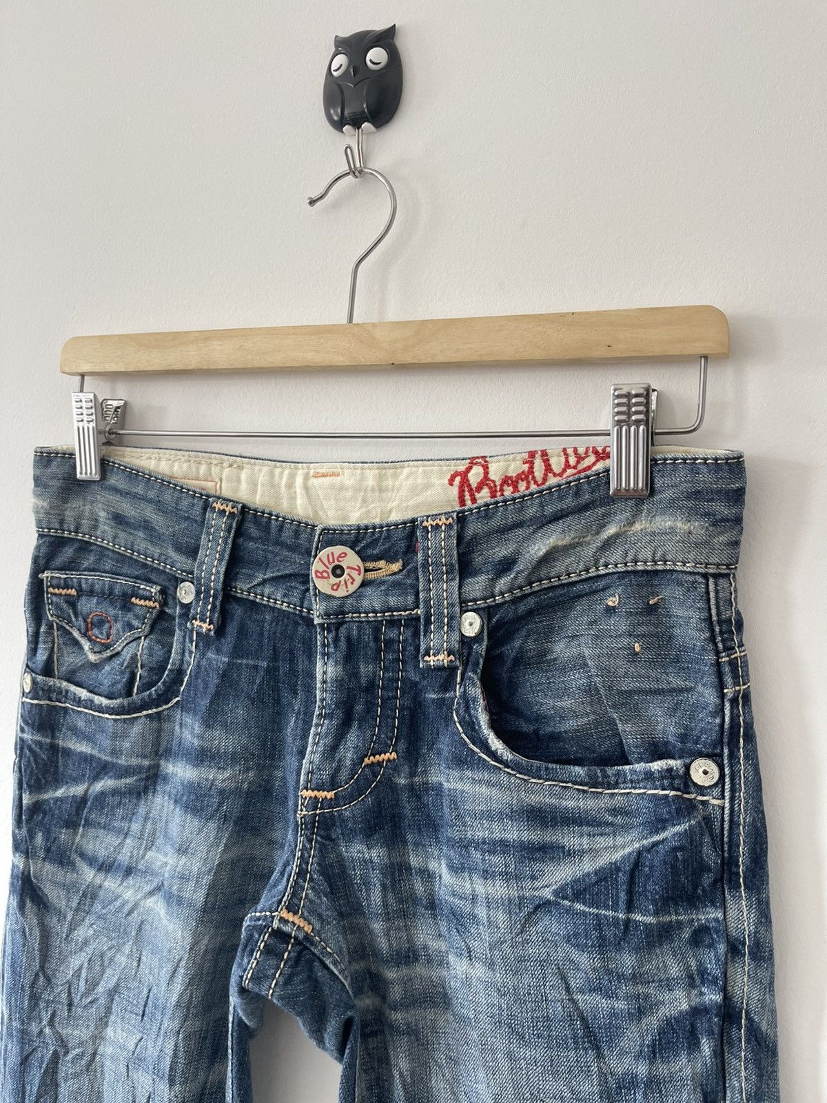 Edwin Rare Vintage EDWIN Blue Trip Boot Cut Flare Japan Denim Size 28" / US 6 / IT 42 - 15 Thumbnail