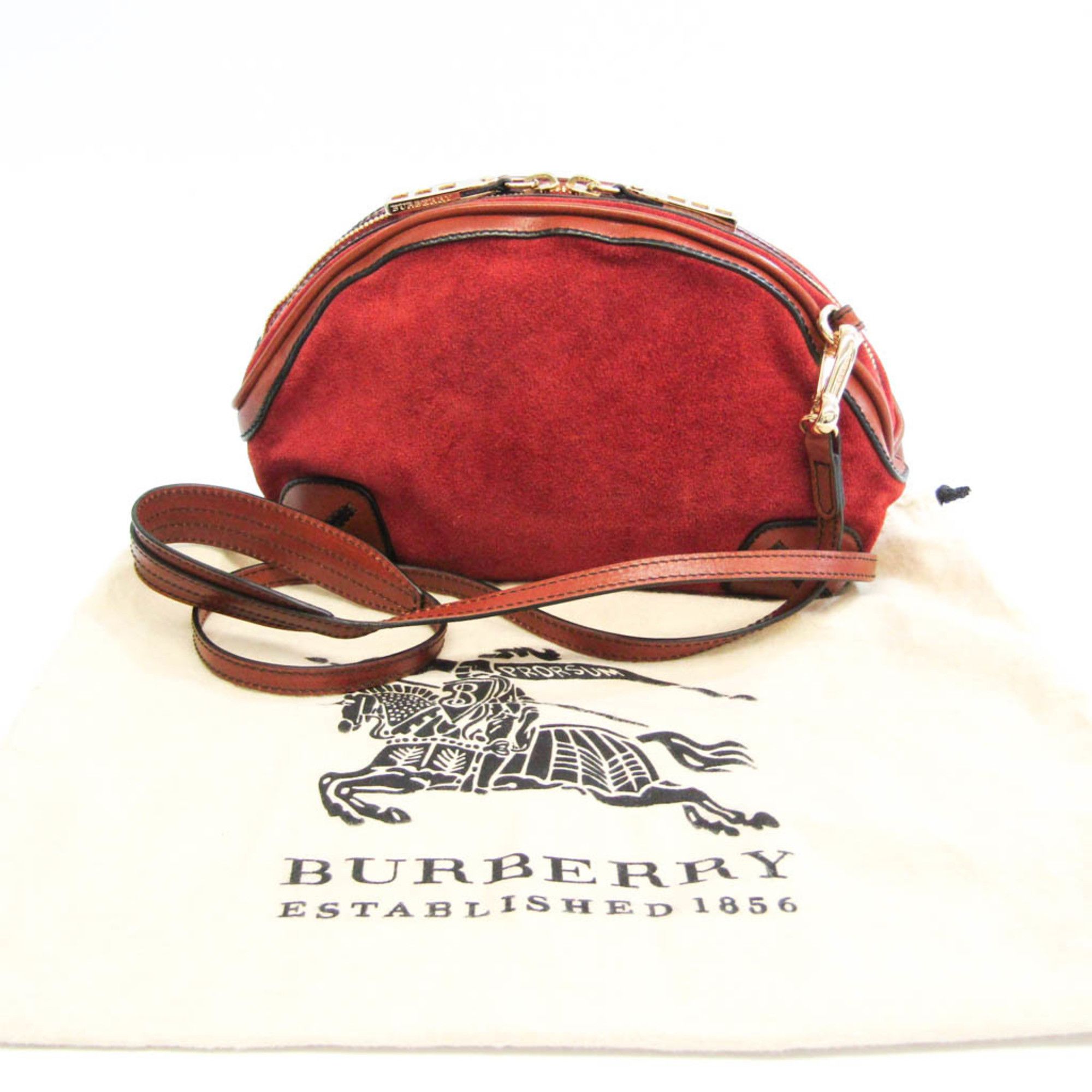 Burberry Red Suede Shoulder Bag (Pre-Owned) Size ONE SIZE - 1 Thumbnail