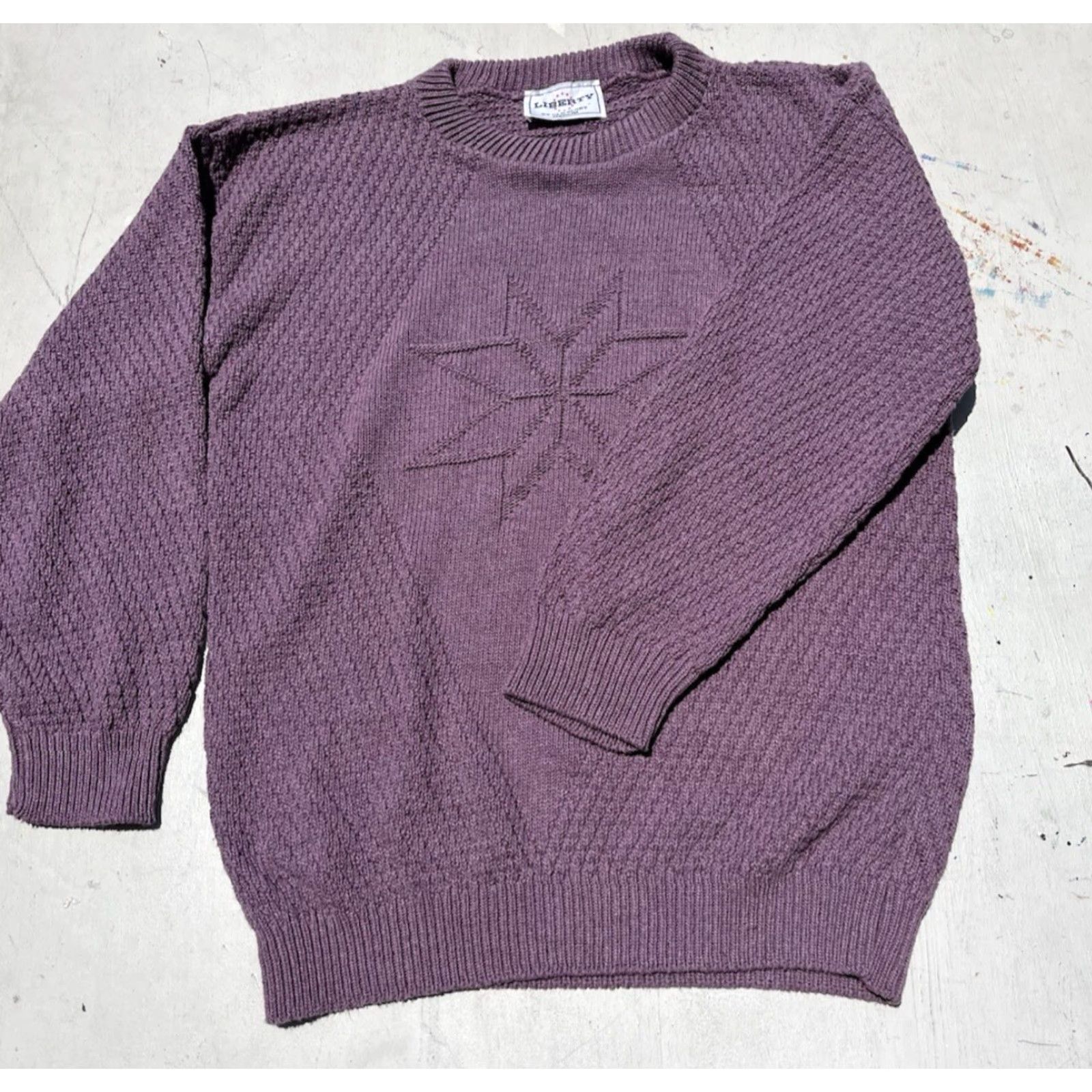 Vintage VINTAGE Liberty Sweater Purple Tight Knit L Women Embroidery USA Grandmacore Size L / US 10 / IT 46 - 5 Thumbnail
