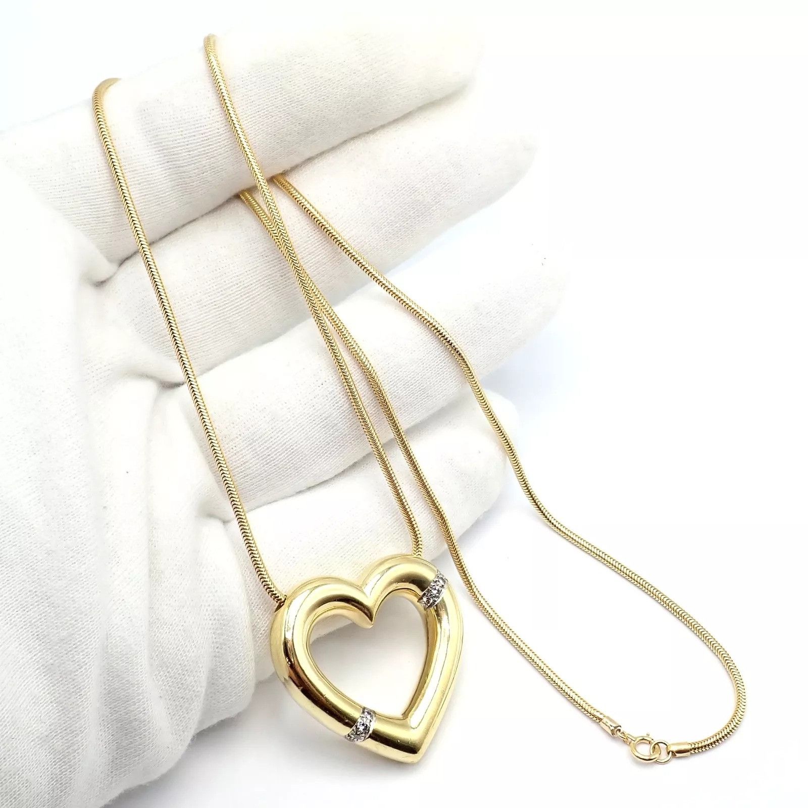 Tiffany & Co. Tiffany & Co 18k Yellow Gold Diamond Large Heart Necklace Size ONE SIZE - 8 Thumbnail