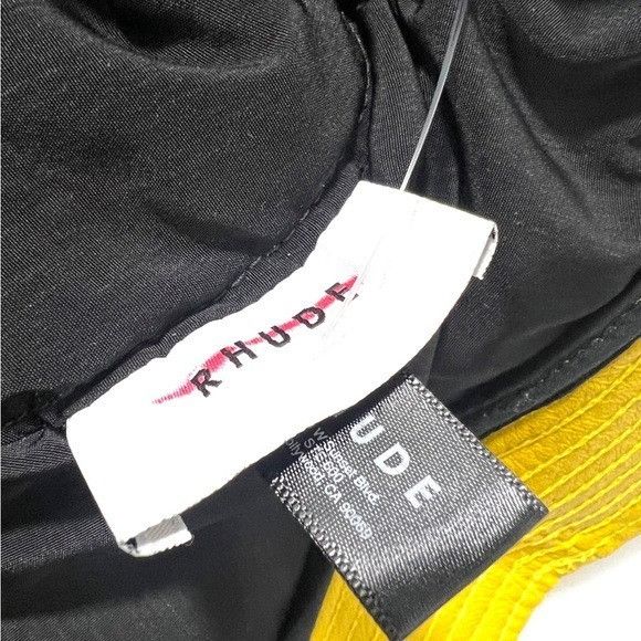 Rhude Rhude Logo Leather Bucket Hat Yellow Black Size ONE SIZE - 5 Thumbnail